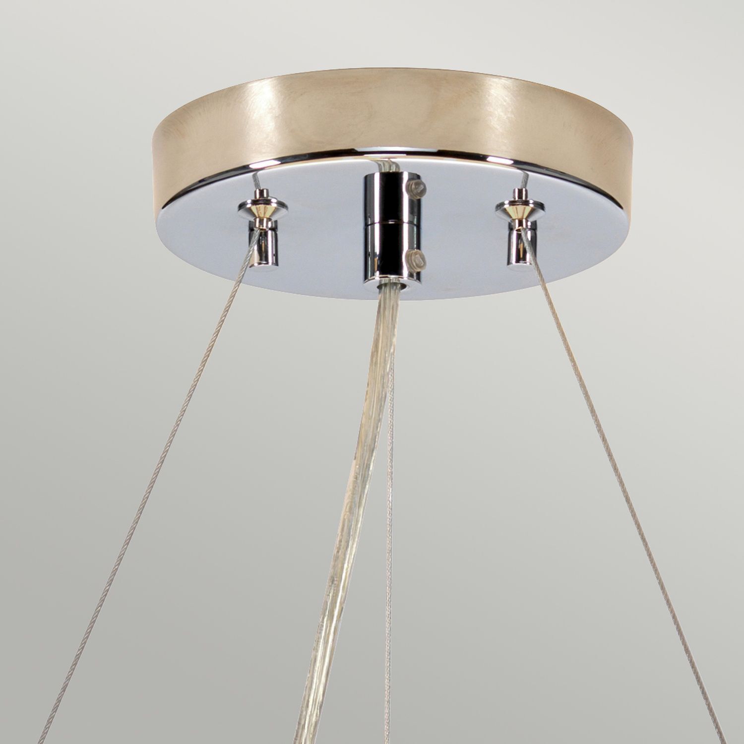 Hängelampe Stoffschirm rund Ø46cm in Creme Chrom NASIA