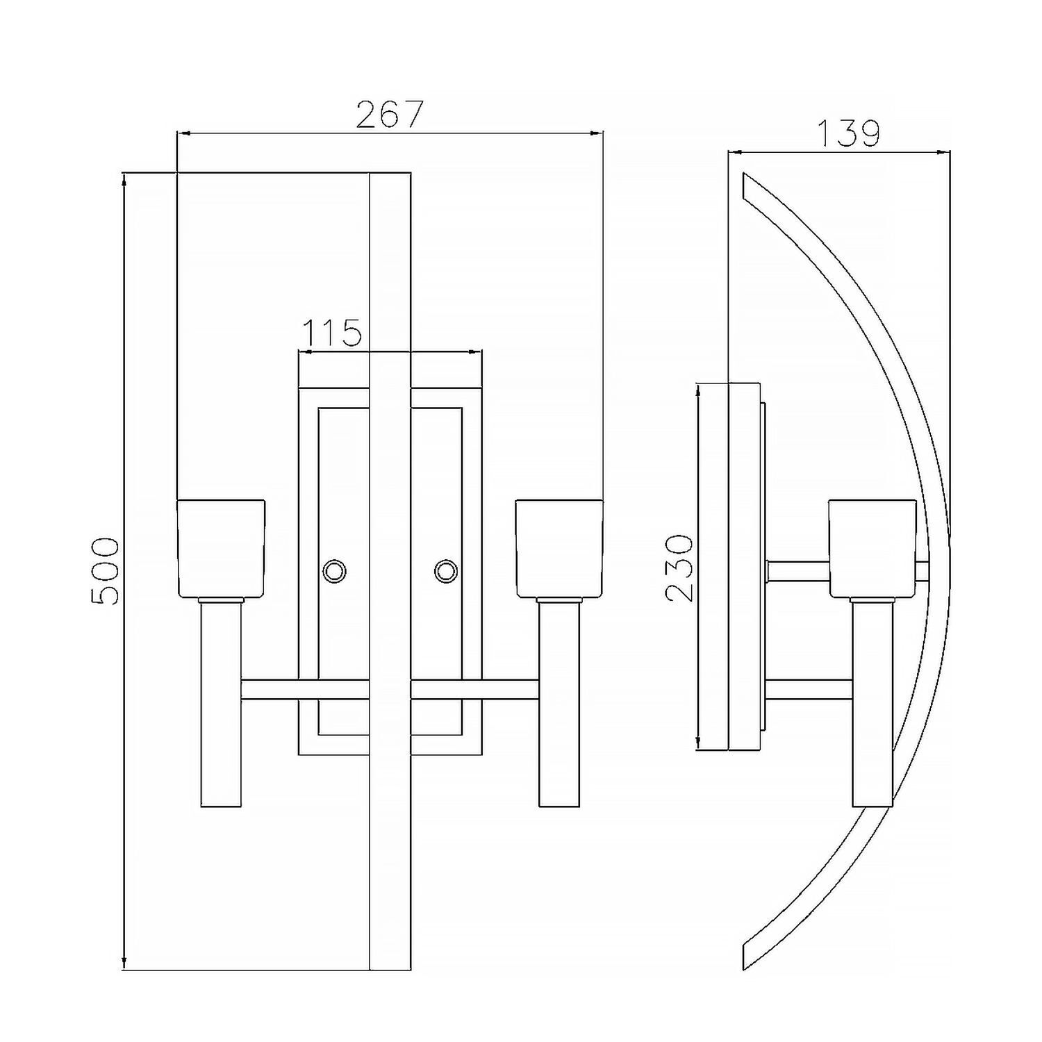 Wandleuchte Metall Glas H: 50 cm Chrom Weiß mit 2x G9 LED