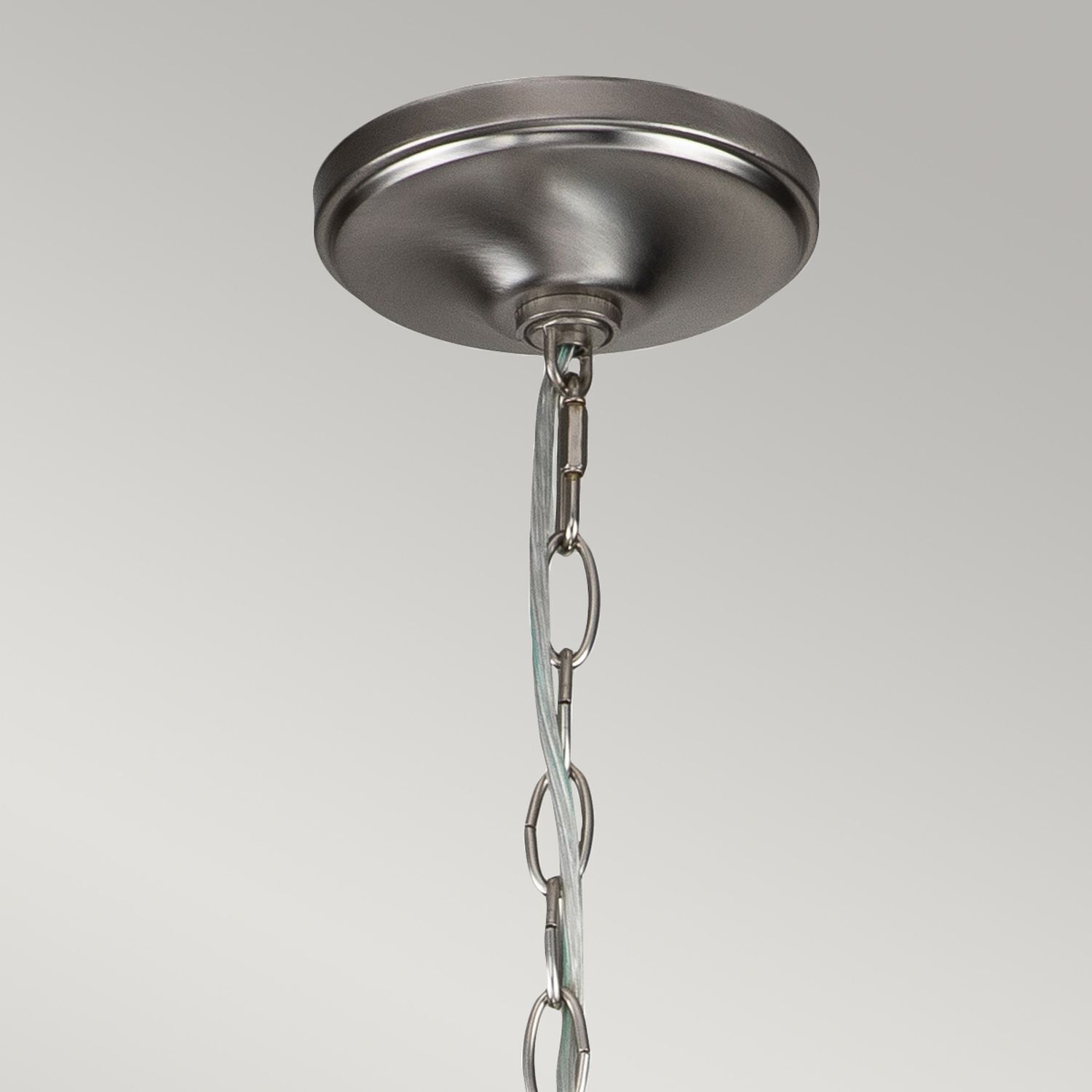 Kronleuchter Metall B: 88,2 cm H: max. 205,4 cm 12x E14 pendant light, ceiling mount, metallkette, industriell, silbern