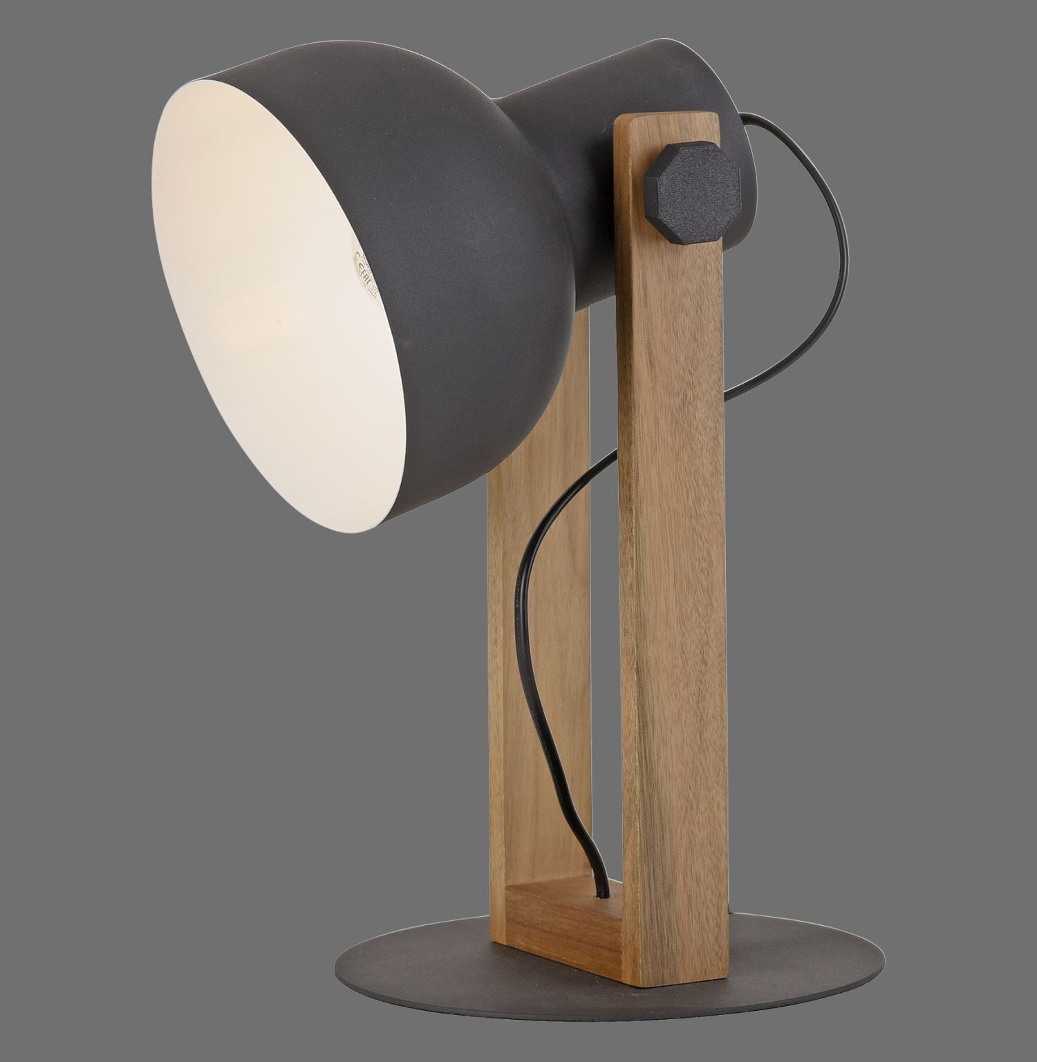 Flexible Tischlampe Holz Metall E27 45 cm Industrial
