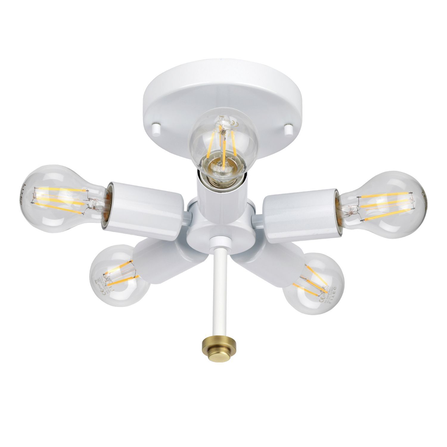 Deckenleuchte Stoff Schirm in Creme Messing rund Ø56cm