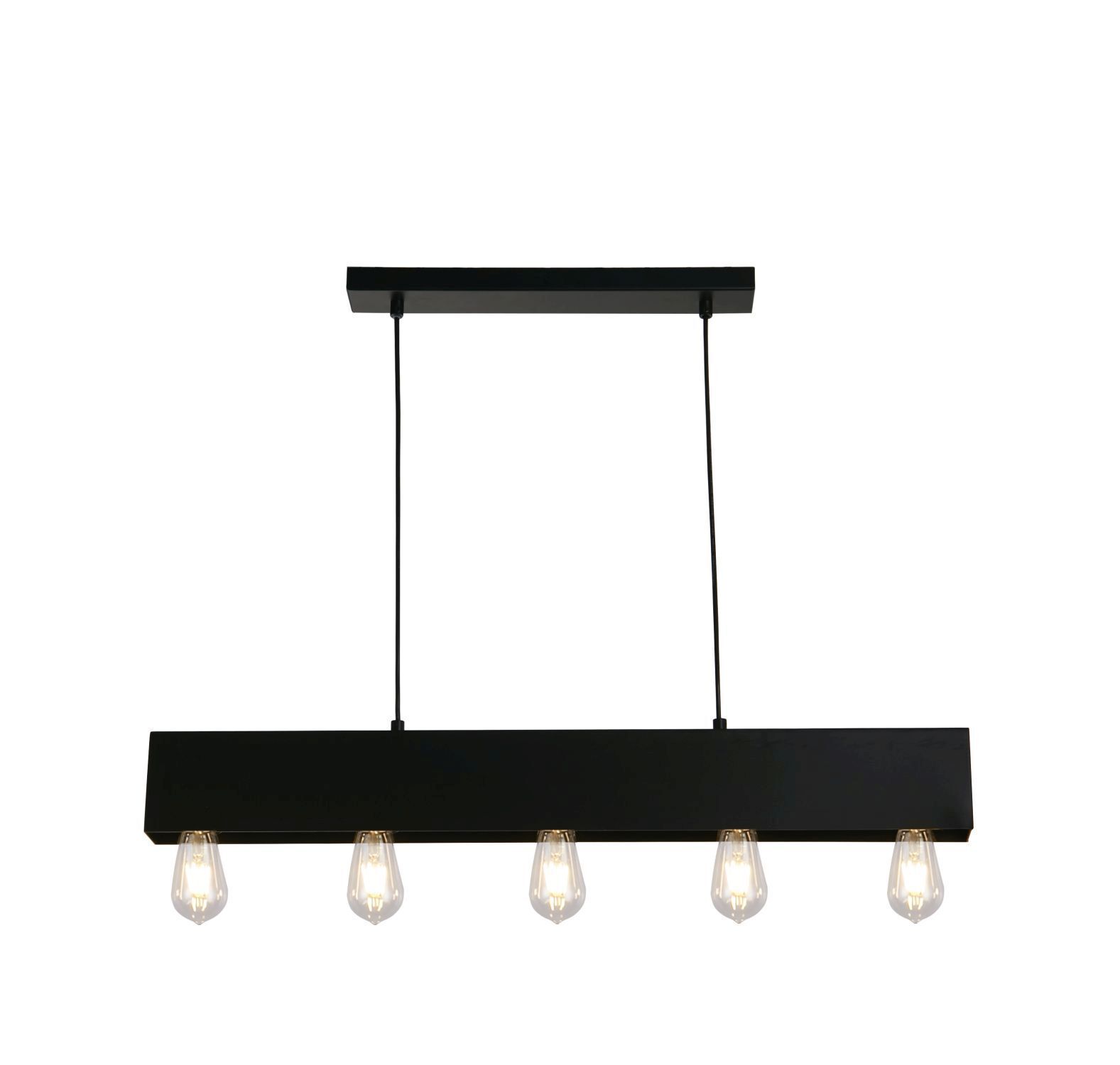 Schwarze Pendelleuchte Metall 5-flmg E27 80 cm länglich
