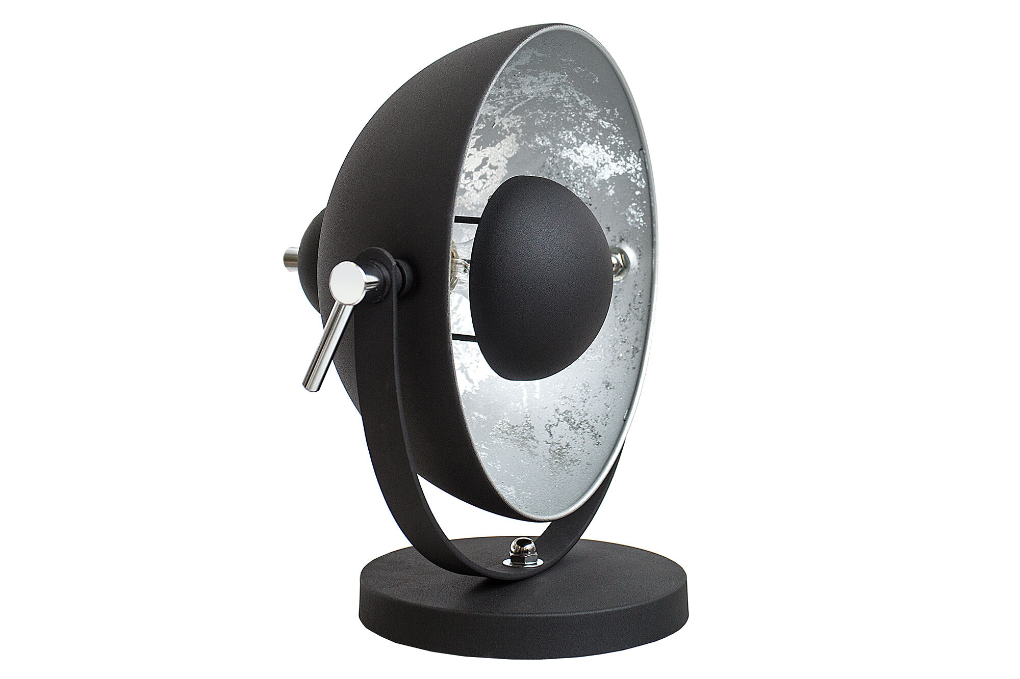 Tischleuchte Ø30cm rund Retro Schwarz Silber