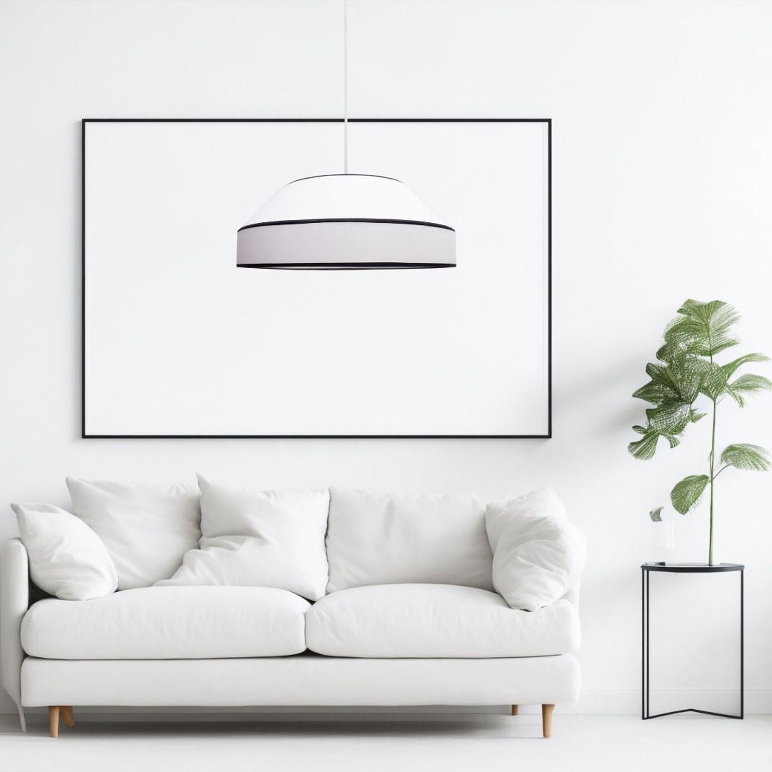 Runde Pendelleuchte Baumwolle wohnlich Weiß E27 B:45 cm