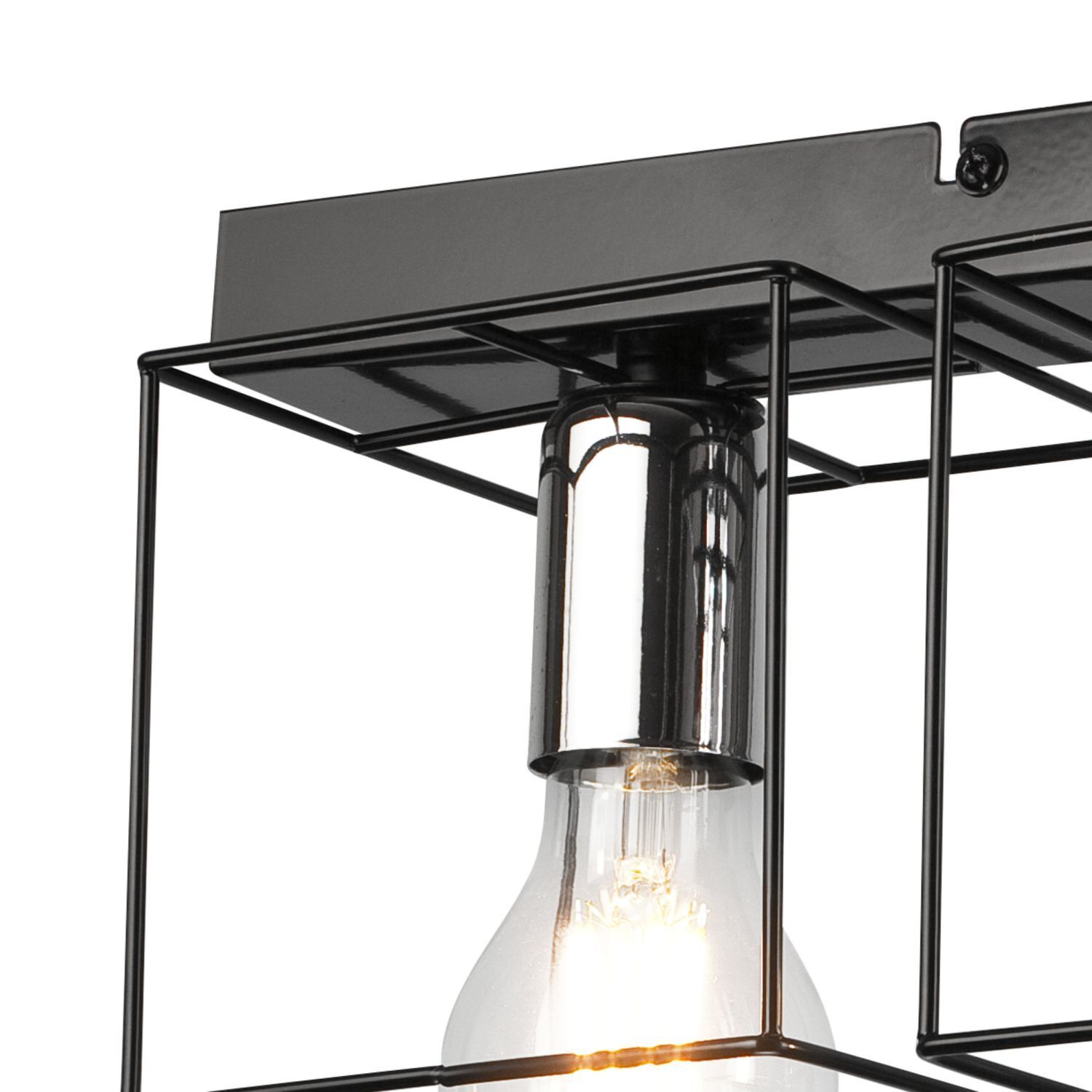 Deckenleuchte Metall Schwarz Chrom B: 30 cm eckig 4-flammig