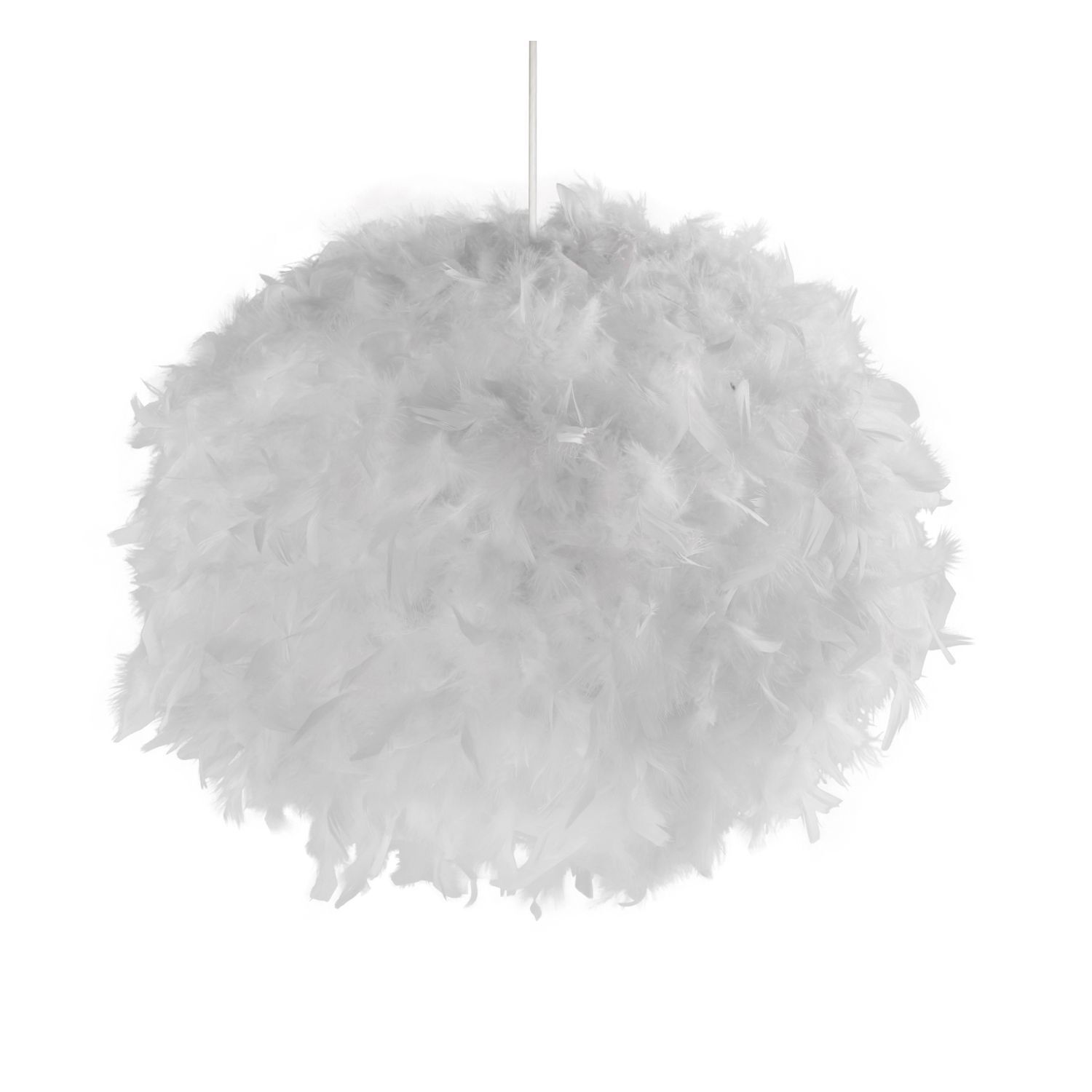Auffällige Pendelleuchte Federn 50 cm rund E27 in Weiß Feathery ornament, Fluffy pendant, White feather ball, Decorative hanging, Feather cluster