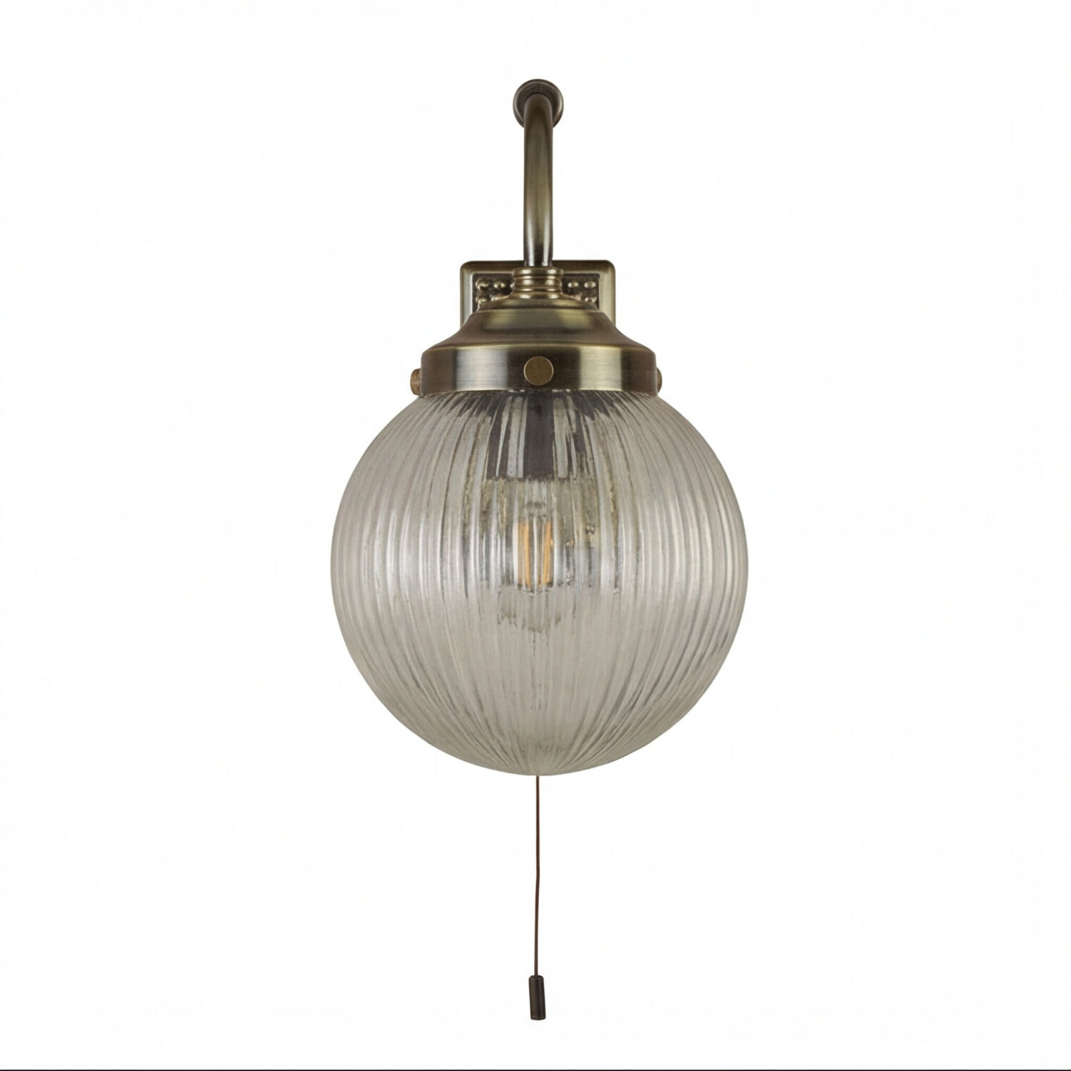 Kugel-Leuchte, Glaslampe, Brass/Bronze Finish, gewirkte Glasstruktur, Pendelleuchte