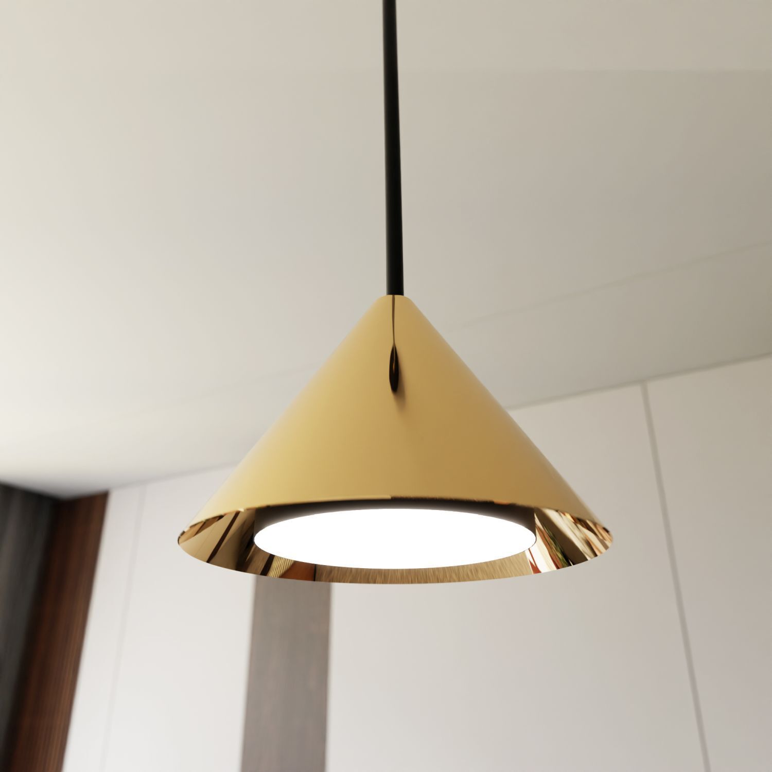 Hängeleuchte Schwarz Gold B: 90 cm H: max. 100 cm verstellbar