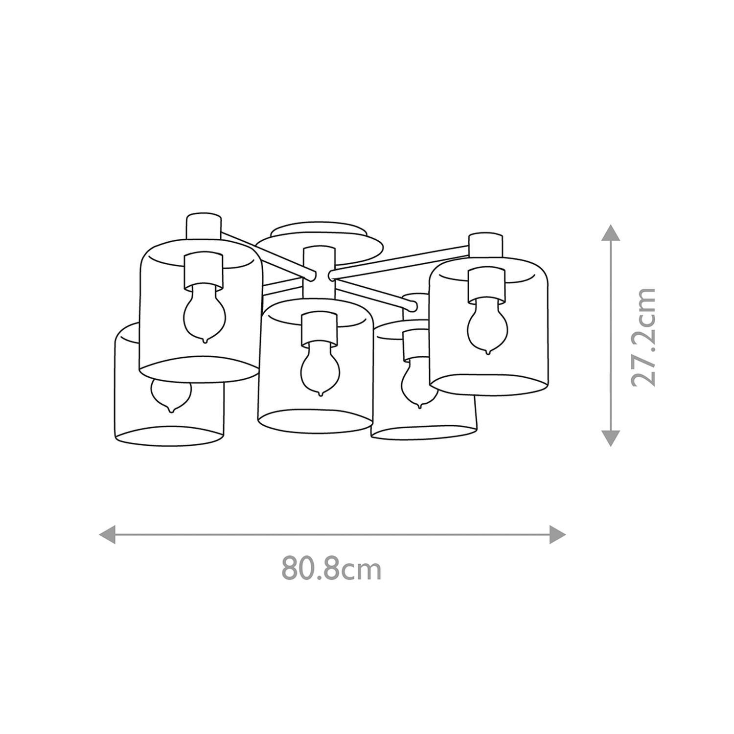 Deckenlampe Glas Metall E27 80,8 cm breit in Messing antik