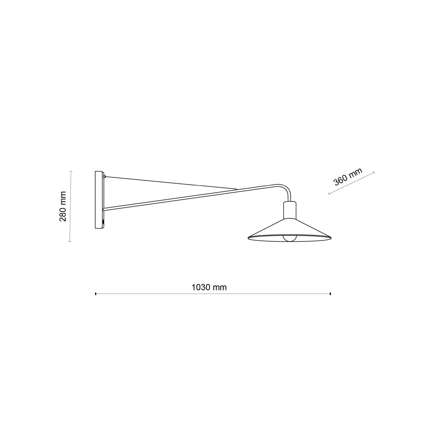 XXL Wandlampe mit Schalter T: 103 cm Metall Schwarz E27 Drinnen