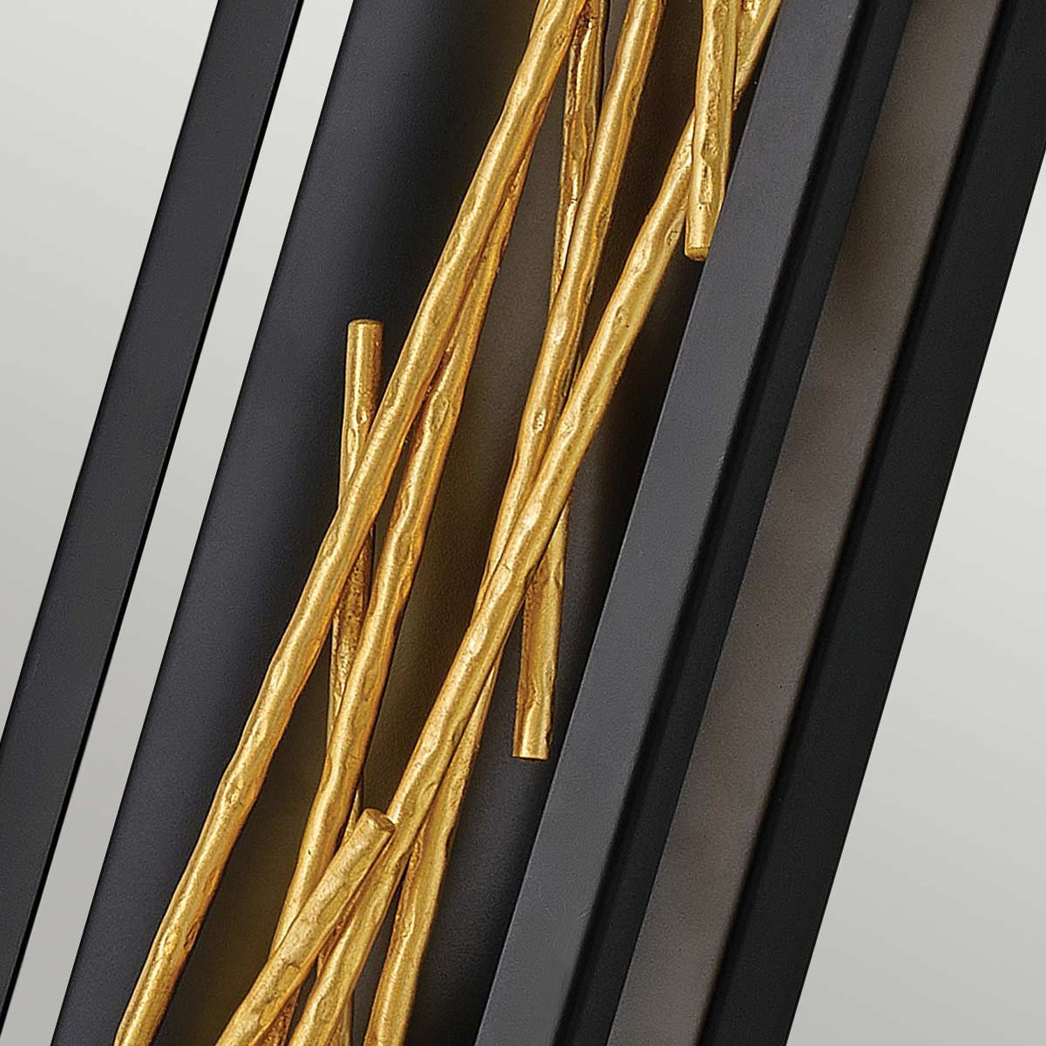 LED Wandlampe Metall H: 61 cm in Schwarz Gold eckig