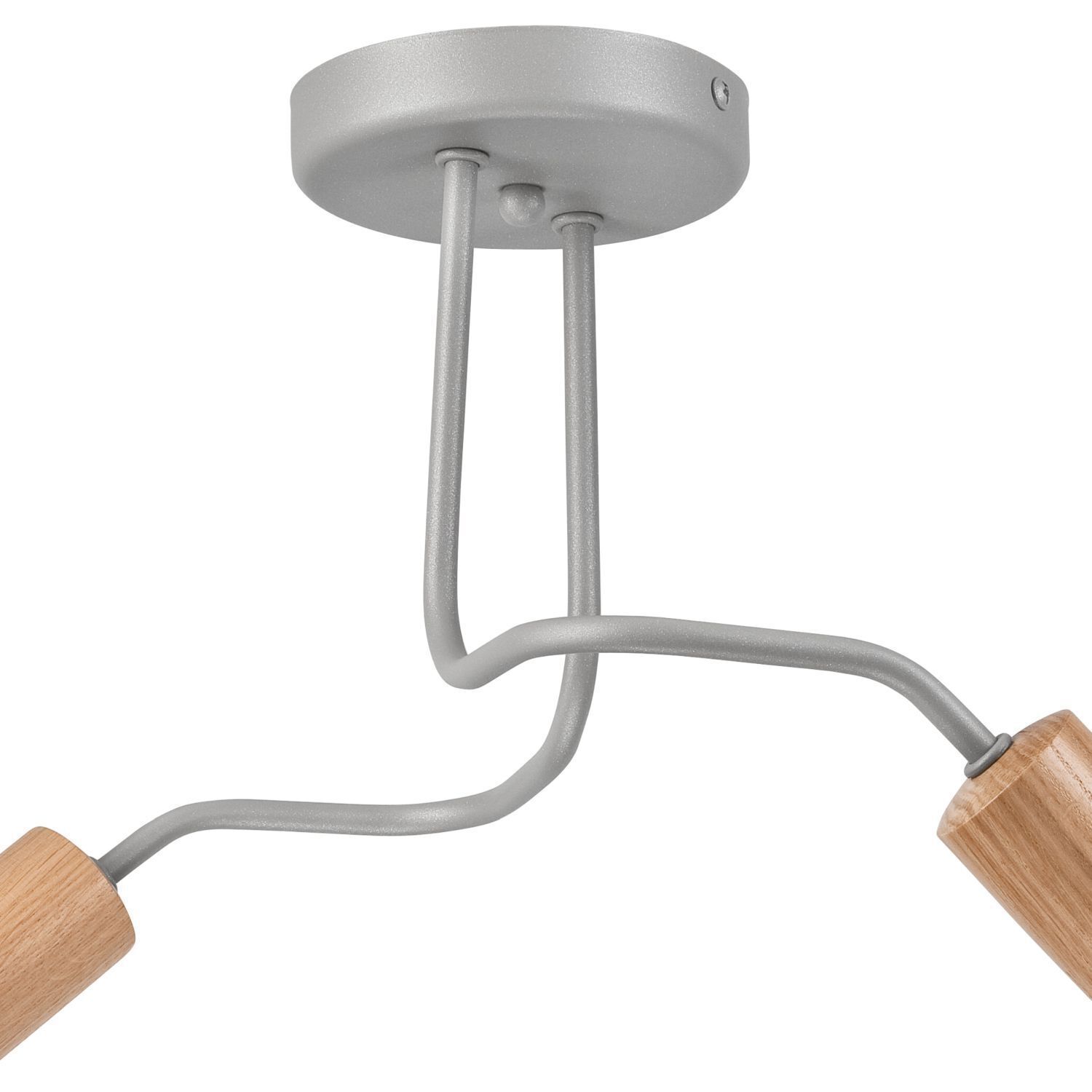 Deckenlampe Grau Metall Holz 2-flammig E27 B: 45 cm ANANI Deckenlampe Grau Metall Holz 2-flammig E27 B: 45 cm ANANI