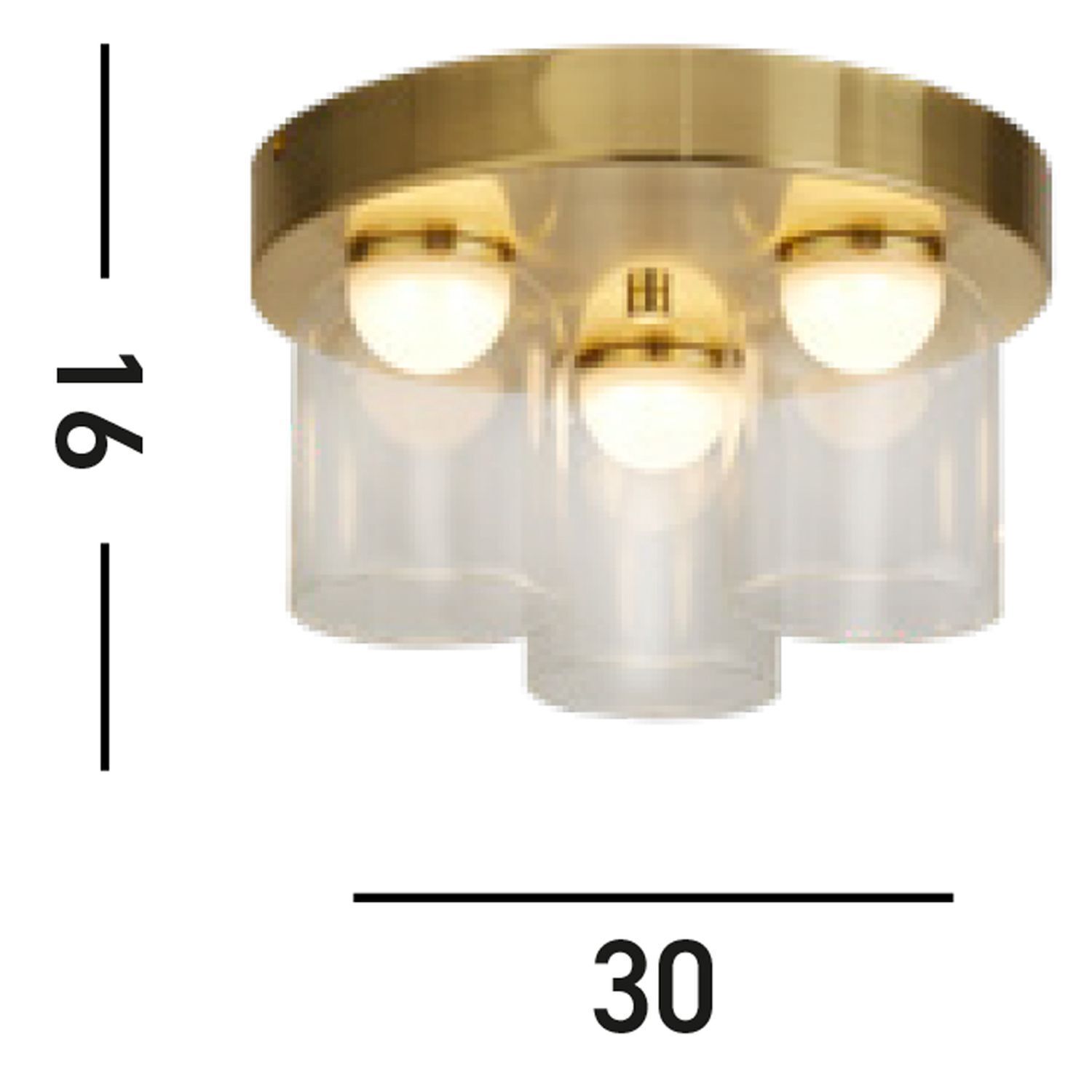 Kleine LED Deckenleuchte Glas Metall Ø30 cm IP44 4000 K