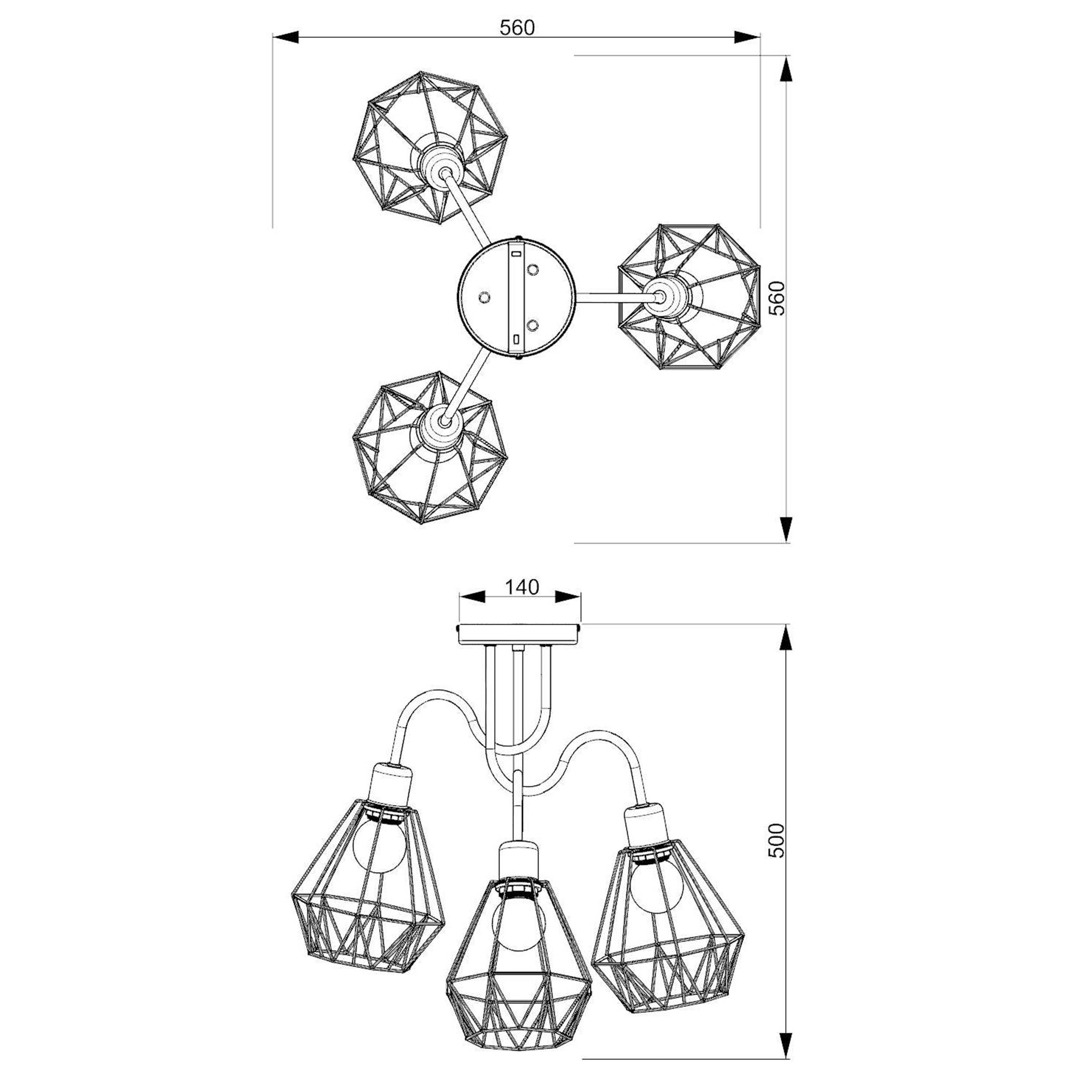 Deckenlampe Draht Schirm Schwarz Retro Design E27