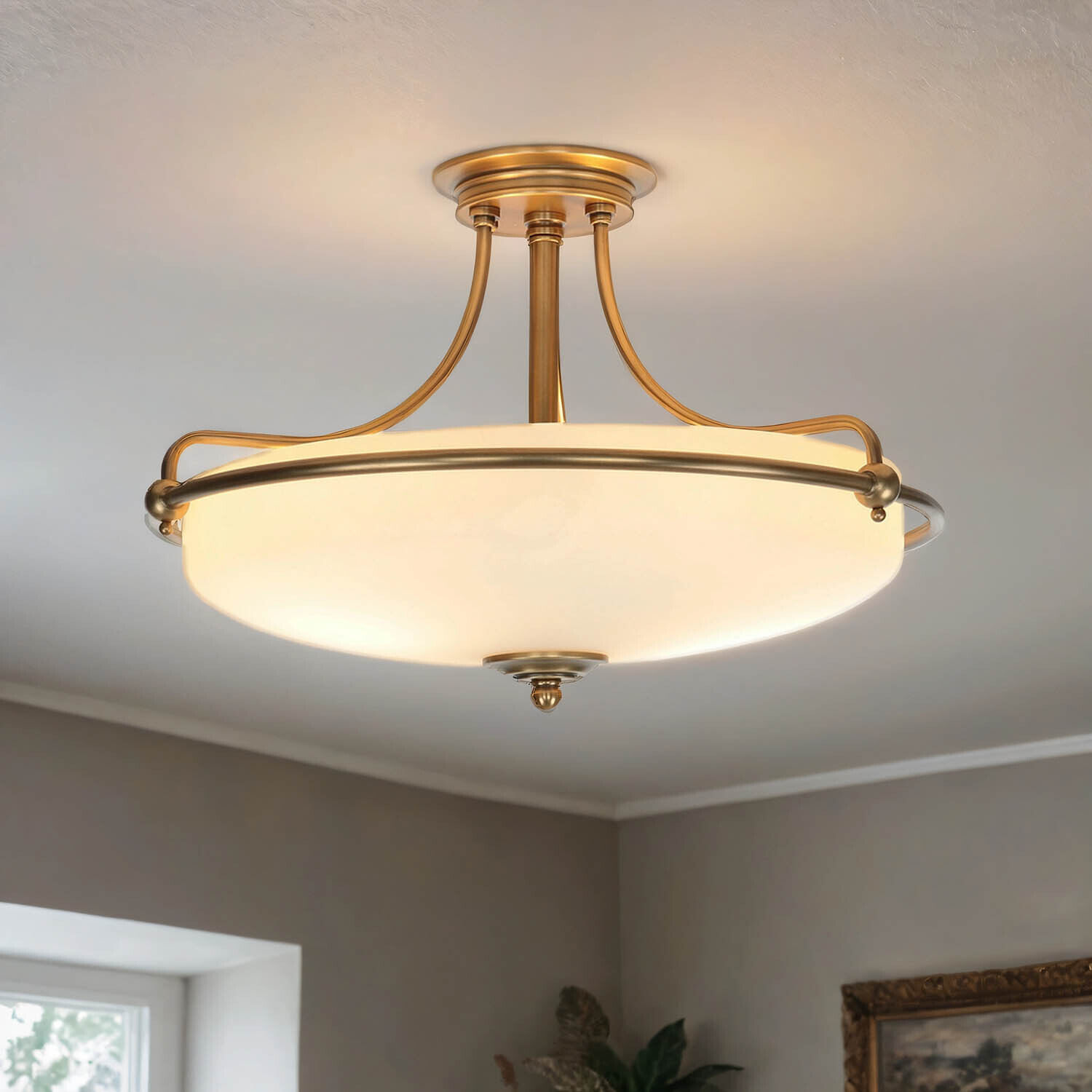 Deckenleuchte ASPERO Messing Creme 4xE27 Lampe