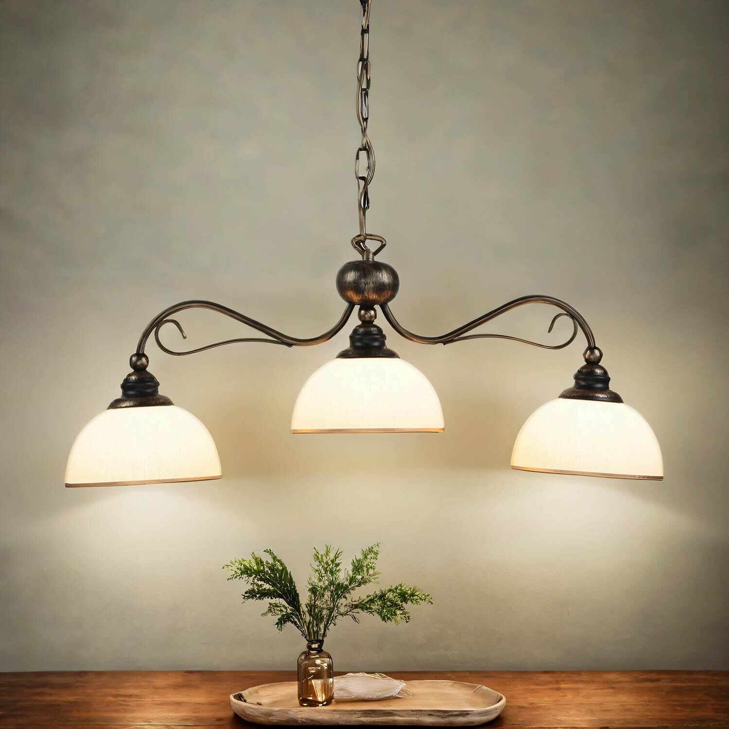 Pendelleuchte in Braun antik L:74cm Esstisch Lampe