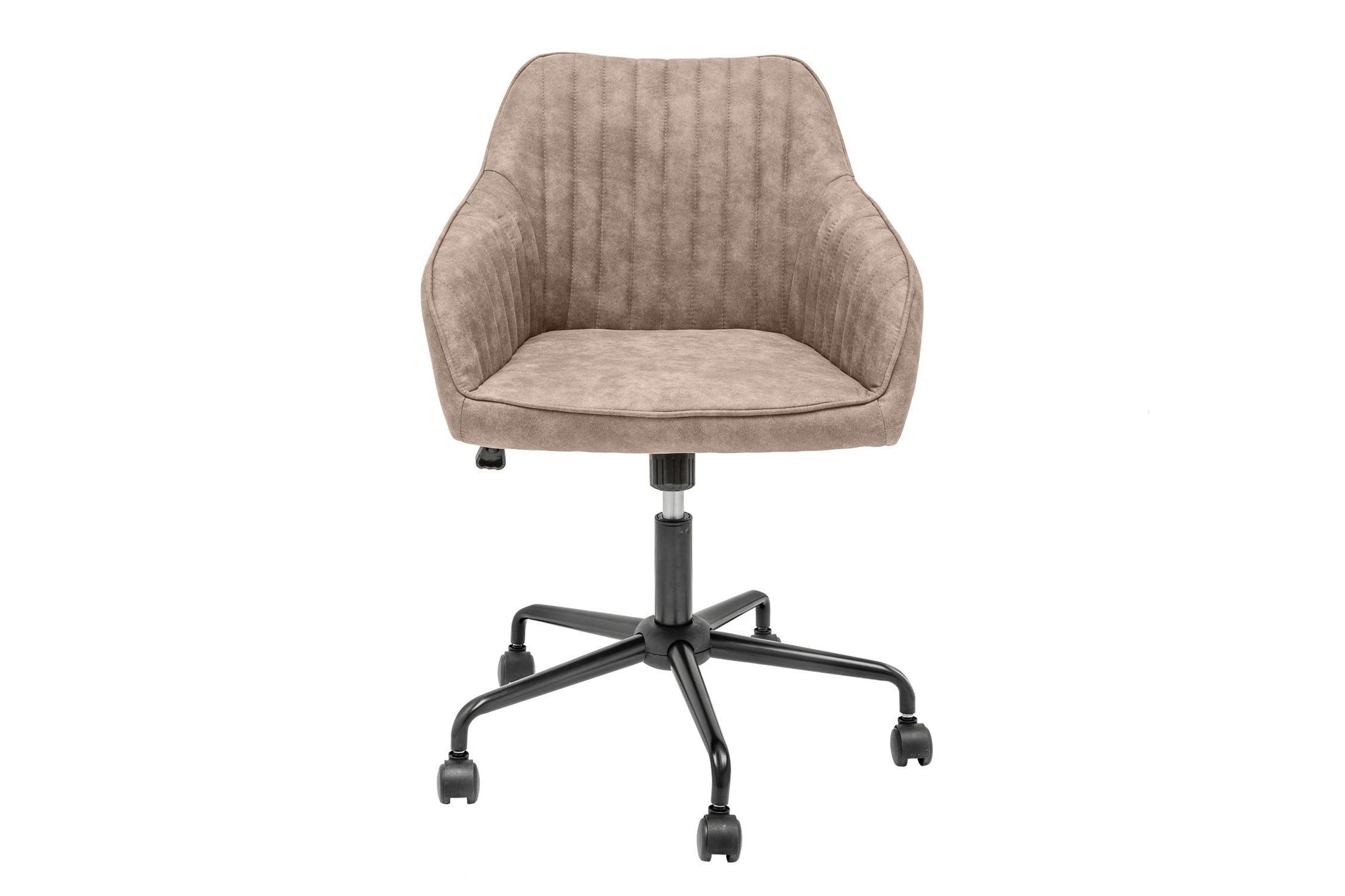 Drehstuhl mit Rollen Stoff Metall in Taupe Schwarz