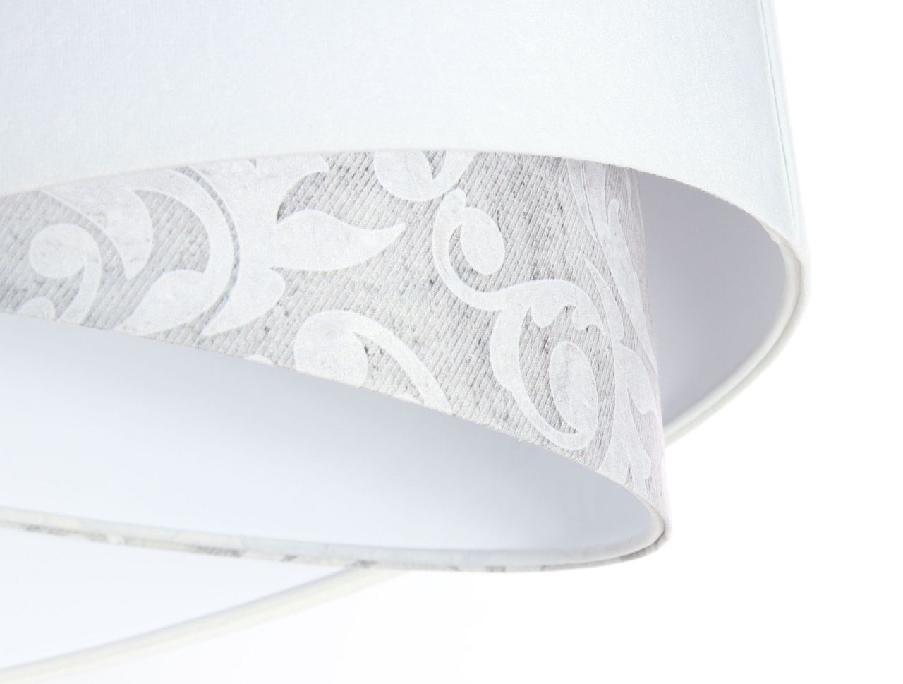 Pendelleuchte rund D: 50 cm E27 Weiß Grau Stoffschirm Lampe, Lampenschirm