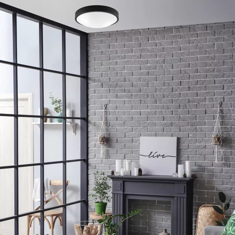 Wohnliche Deckenlampe Glas 2-flammig Ø36 cm E27 Schwarz
