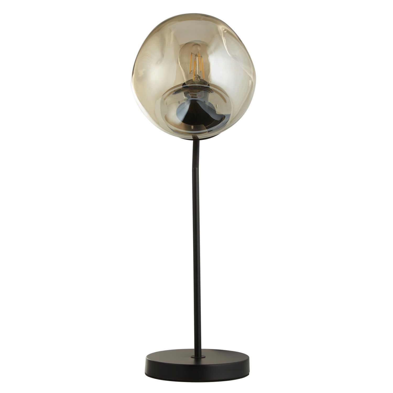 Tischleuchte E27 57 cm Schwarz Champagner Glas Metall