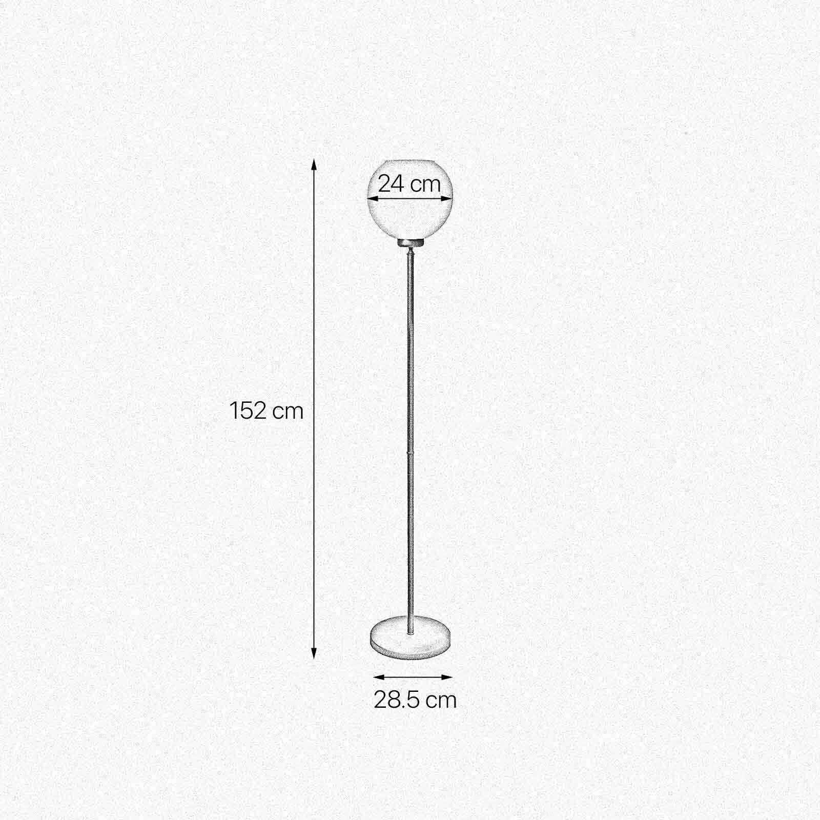 Deckenfluter klein 152 cm Messing Glas E27 in Bronze Weiß