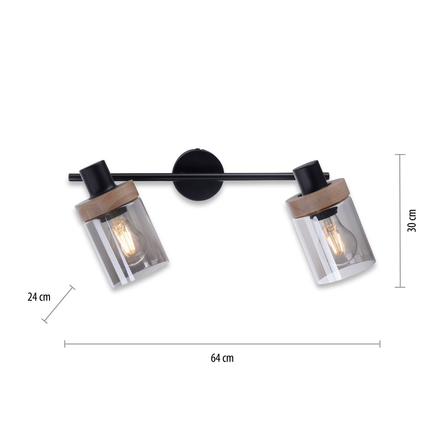 Beweglicher Deckenstrahler Rauchglas Holz E27 L:64 cm Leuchte, Deckenleuchte, Licht, Kosmetik, Parfüm