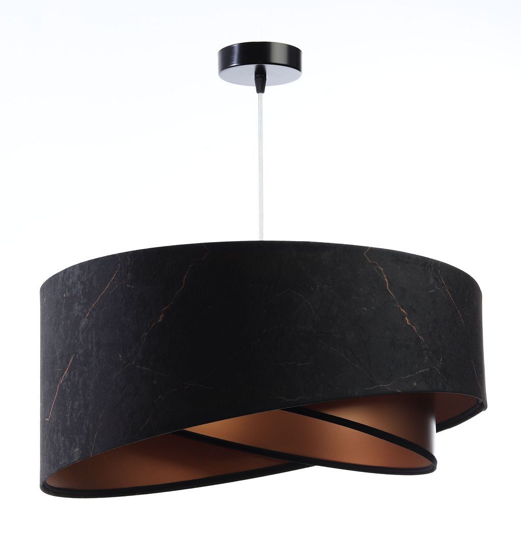 Pendelleuchte rund Stoff D: 50 cm E27 in Schwarz Kupfer