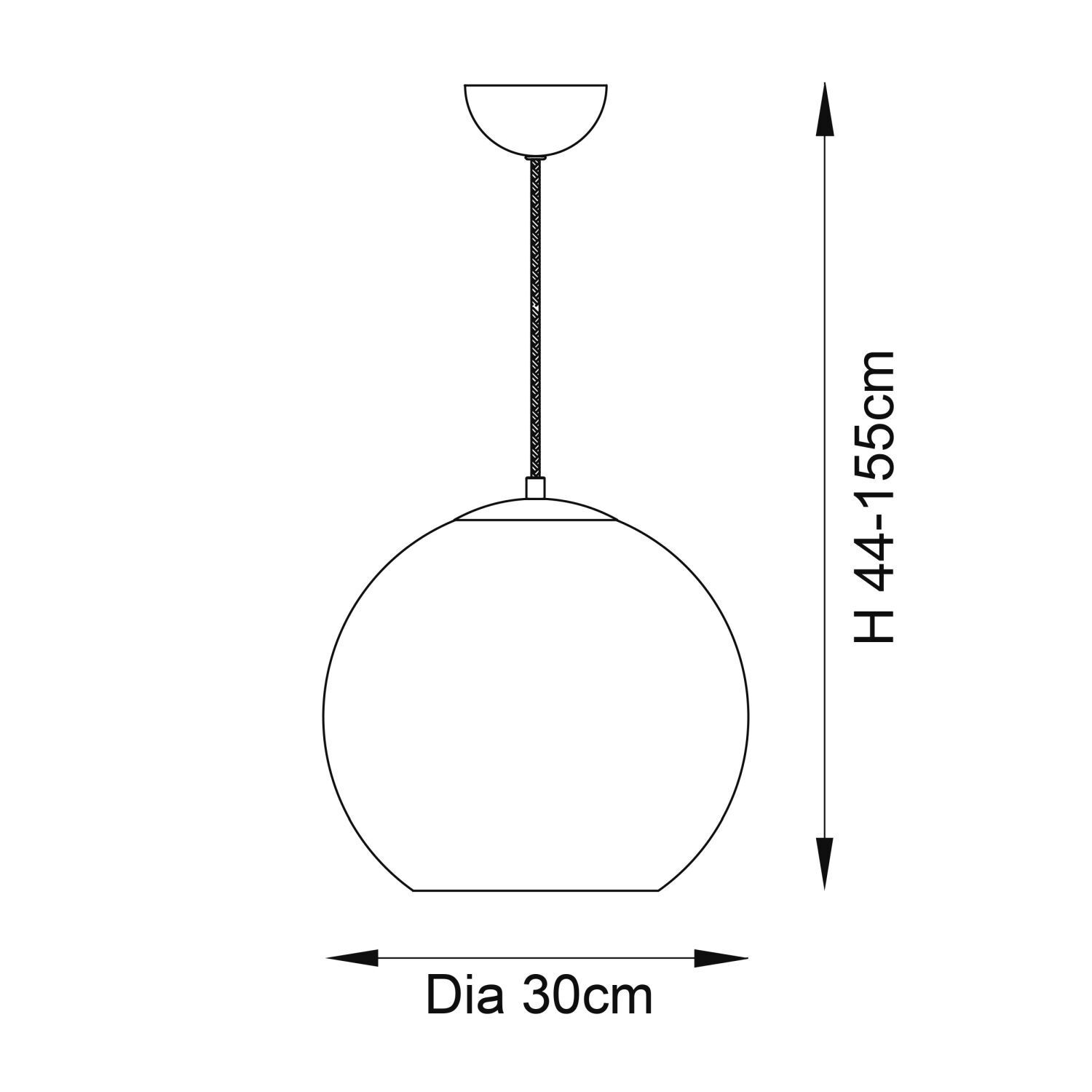 Hängeleuchte Kugel Ø 30 cm Glas Metall in Schwarz Kupfer E27