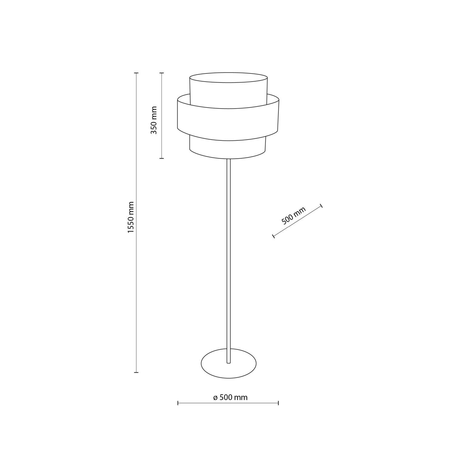 Stehleuchte Schwarz gemütlich 15,5 cm E27 Stahl Jute fußbodenlampe, Standlampe, Stehlampe, Metalllampe, Höhe verstellbar
