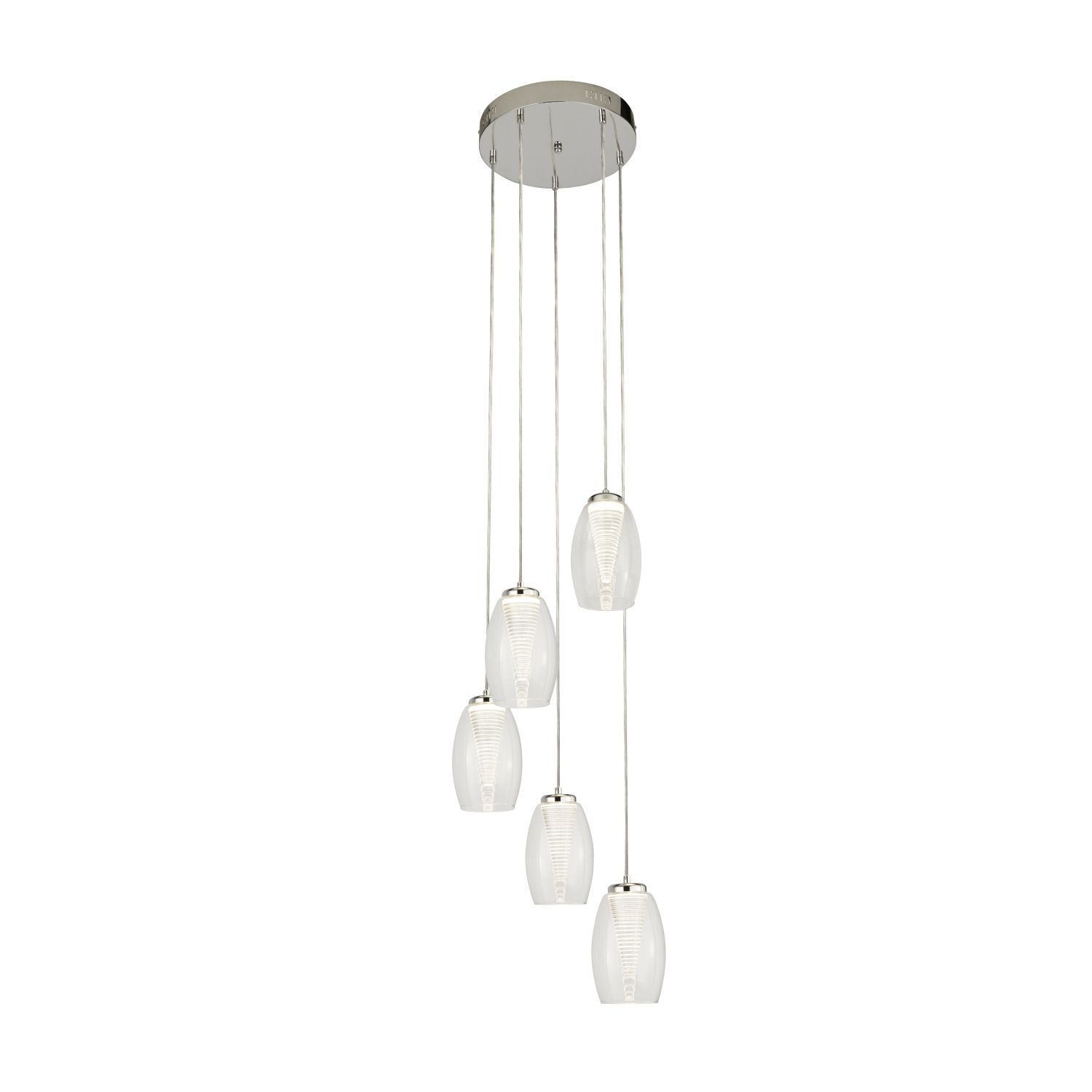LED Hängelampe Glas 5-flammig H: max. 150 cm verstellbar