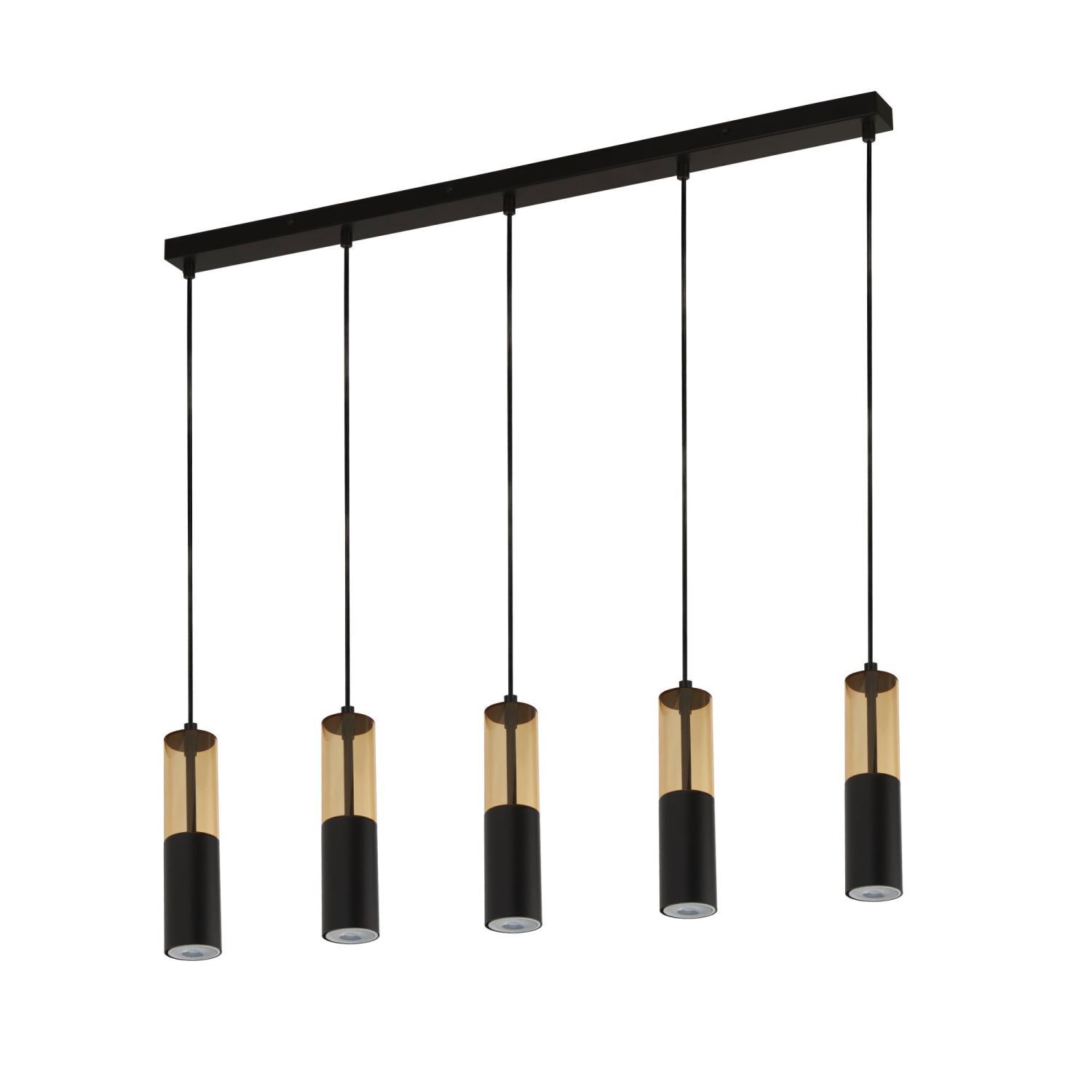 Hängeleuchte 5-flammig B: 93,5 cm Schwarz Bernstein GU10