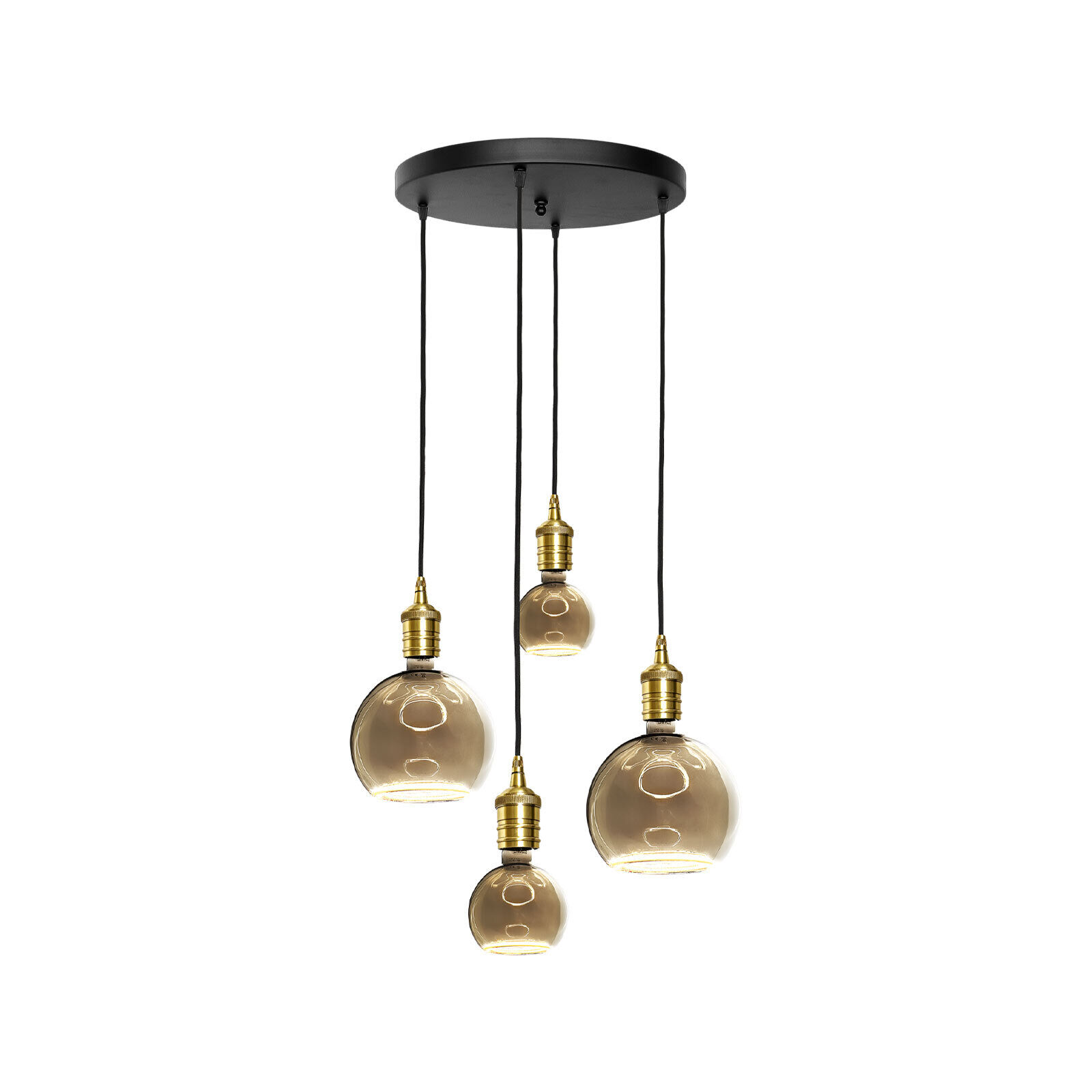 Hängeleuchte 4-flammig E27 D: 40 cm Messing Eisen