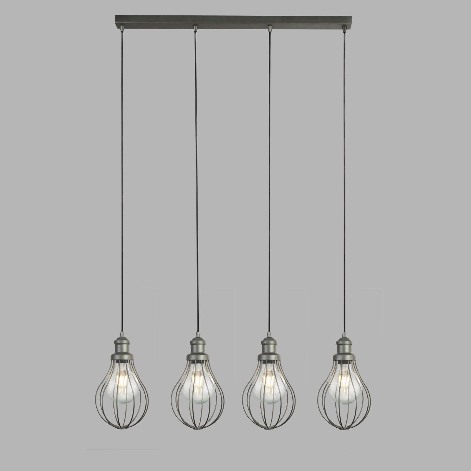Hängeleuchte Metall B: 81 cm H. max. 1,2 m in Silber 4x E27