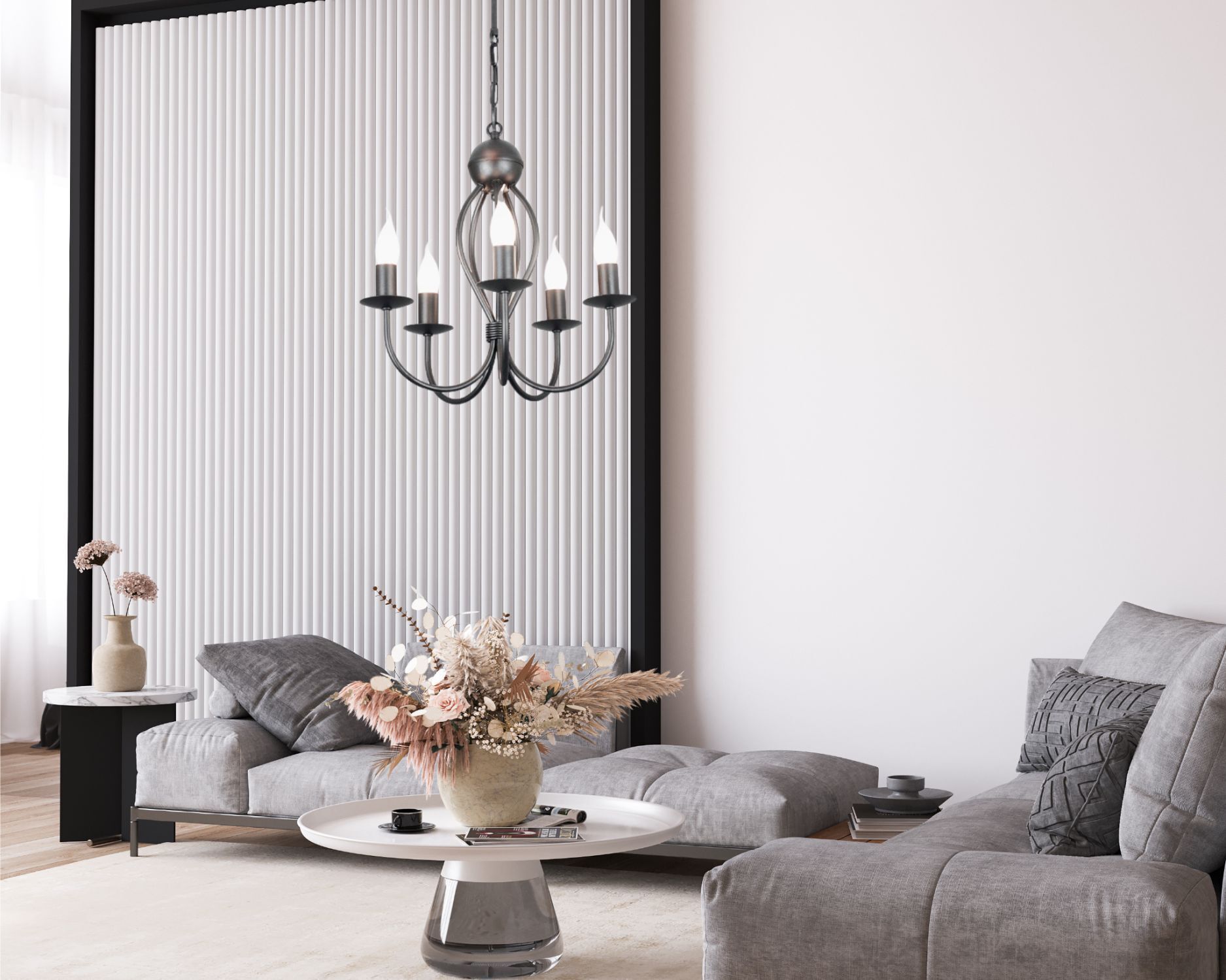 Deckenleuchte, Hängeleuchte, Wohnzimmer, Sofa, Blumen Vase