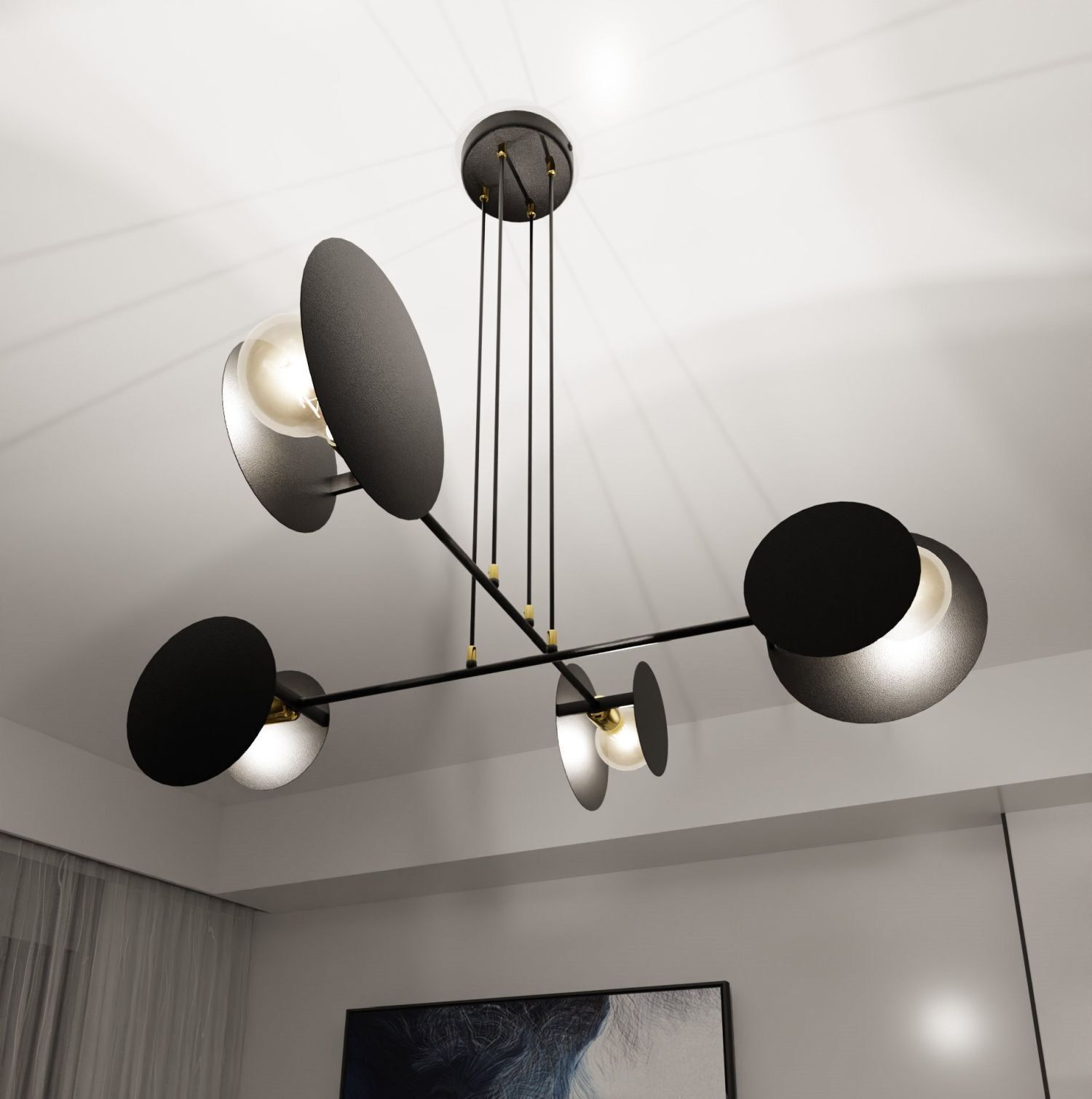 Hängelampe Schwarz verstellbar Metall 4x E27 Modern