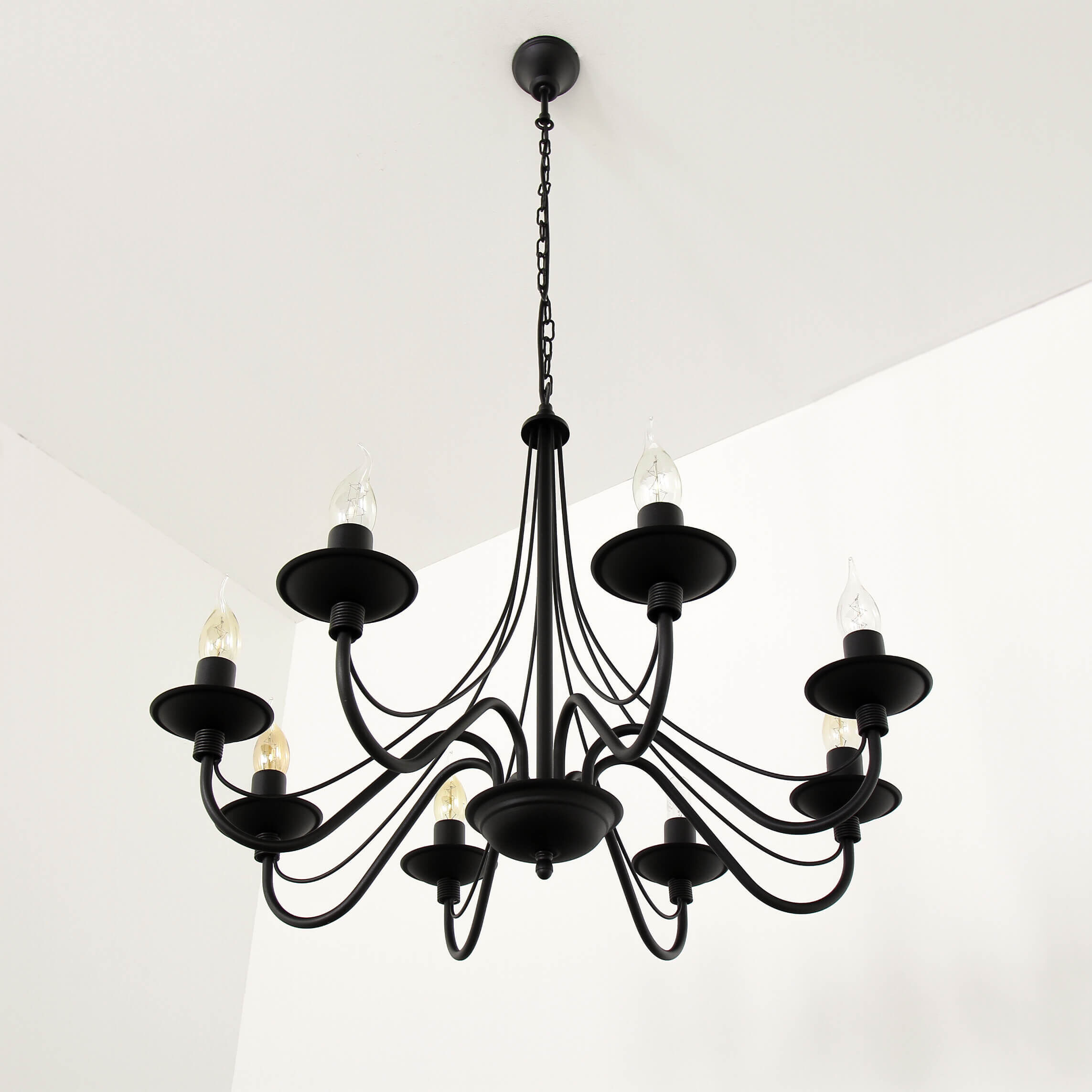 Kronleuchter Metall Schwarz Rustikal E14 Esszimmer Leuchter, Lampe