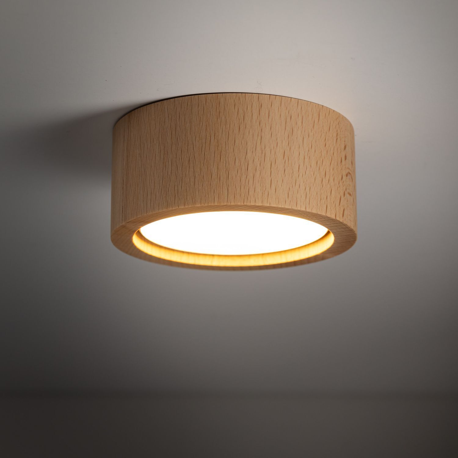 Deckenlampe rund Ø 9,5 cm H: 4,5 cm Aufputz GX53 Holz