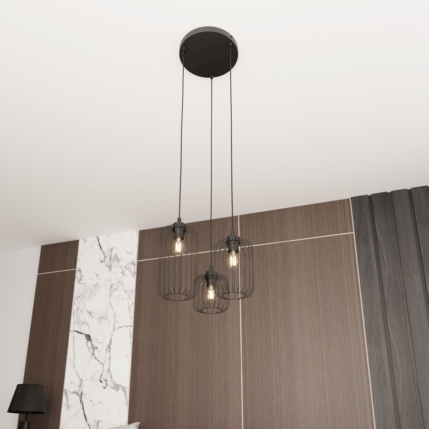 Dekorative Pendelleuchte Metall Schwarz E27 B:30 cm