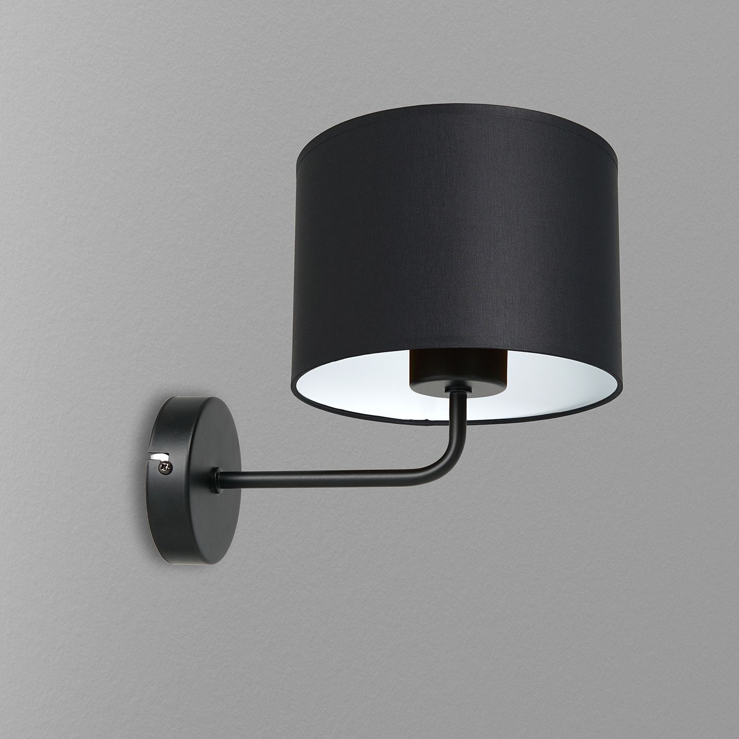 Wandlampe Schwarz Weiß Stoff Metall H:23 cm wohnlich