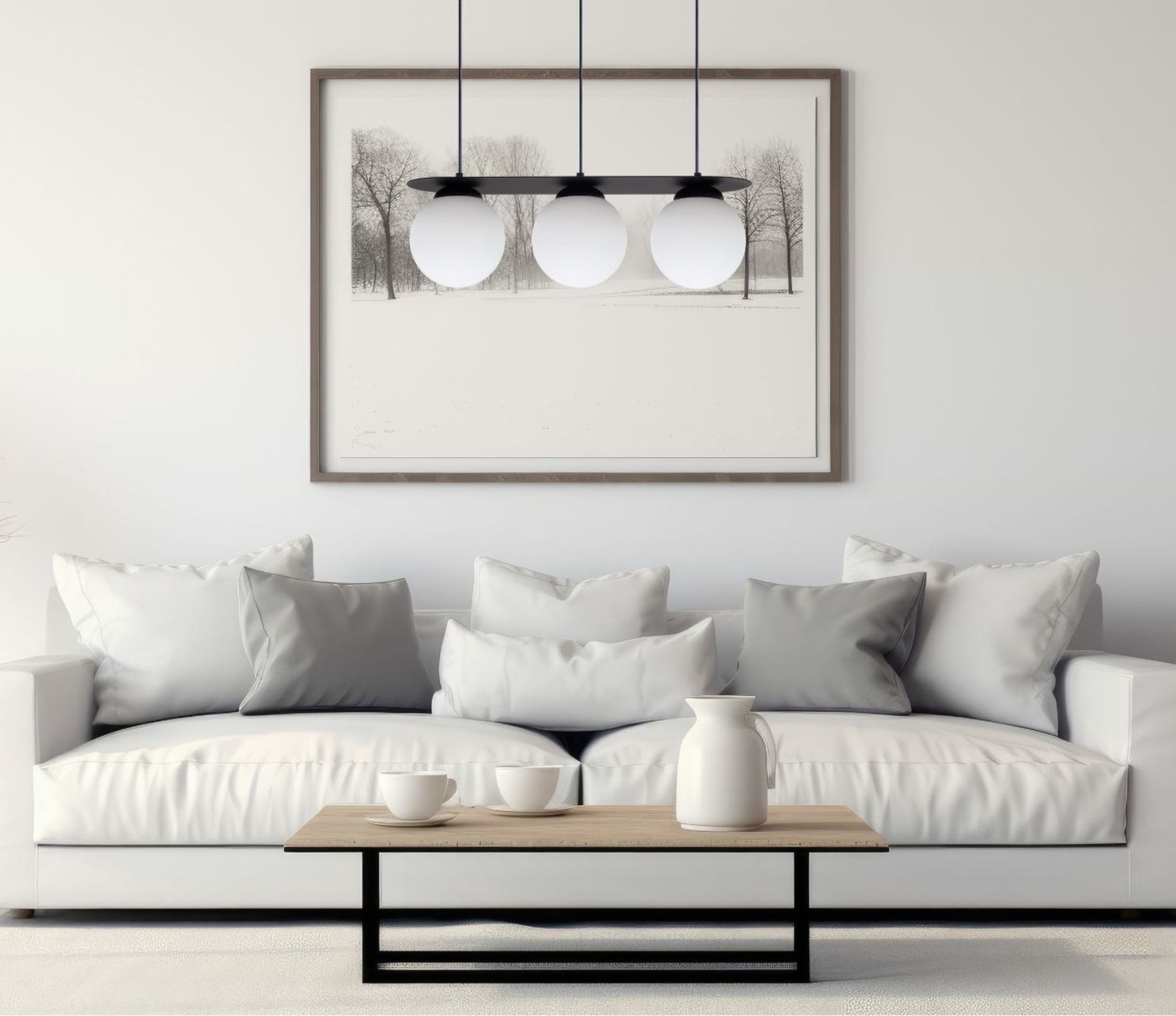 Blendarme Hängeleuchte Glaskugeln E27 3-flmg Schwarz Kissen, Dekoration für Zuhause, Couch, Wohnzimmer, Kopfkissen