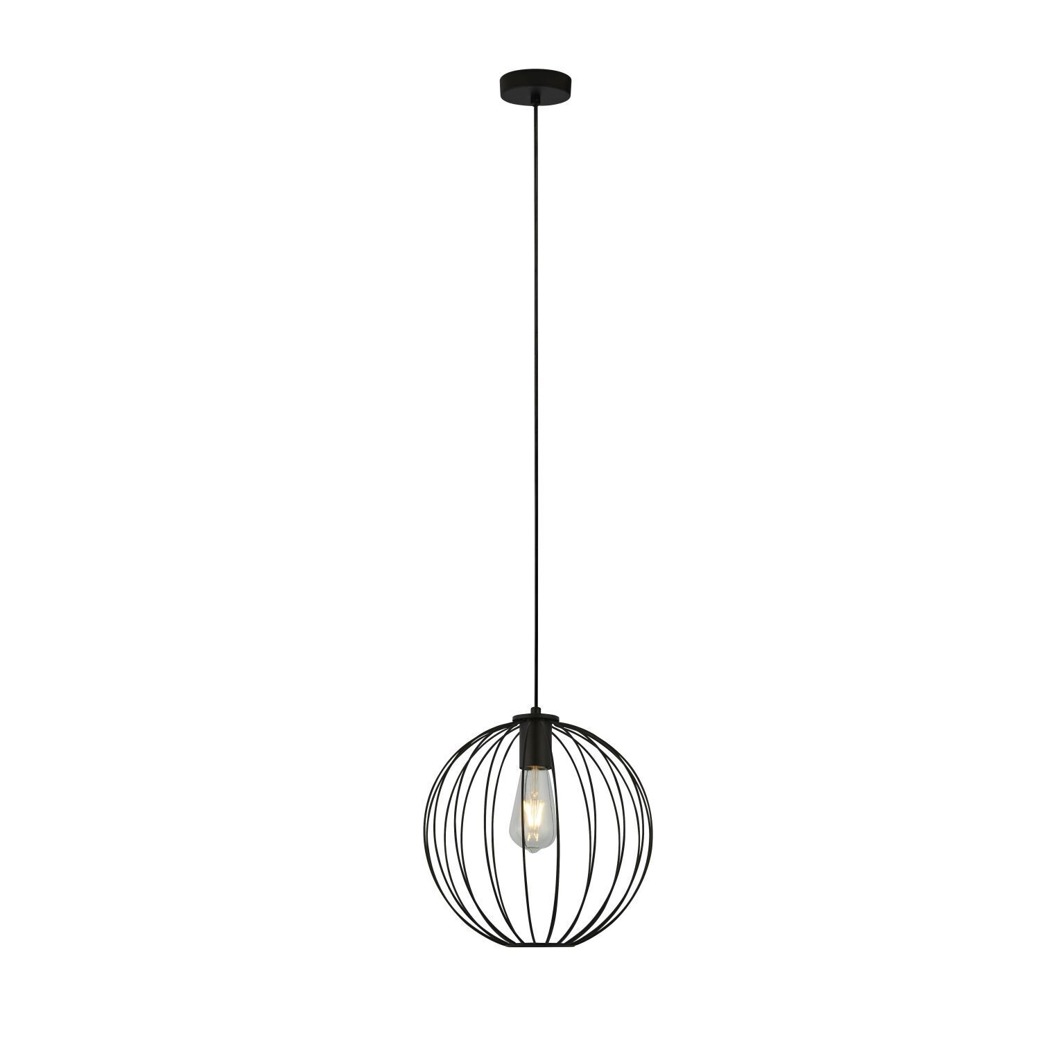 Pendelleuchte E27 D: 30 cm Schwarz Metall Retro