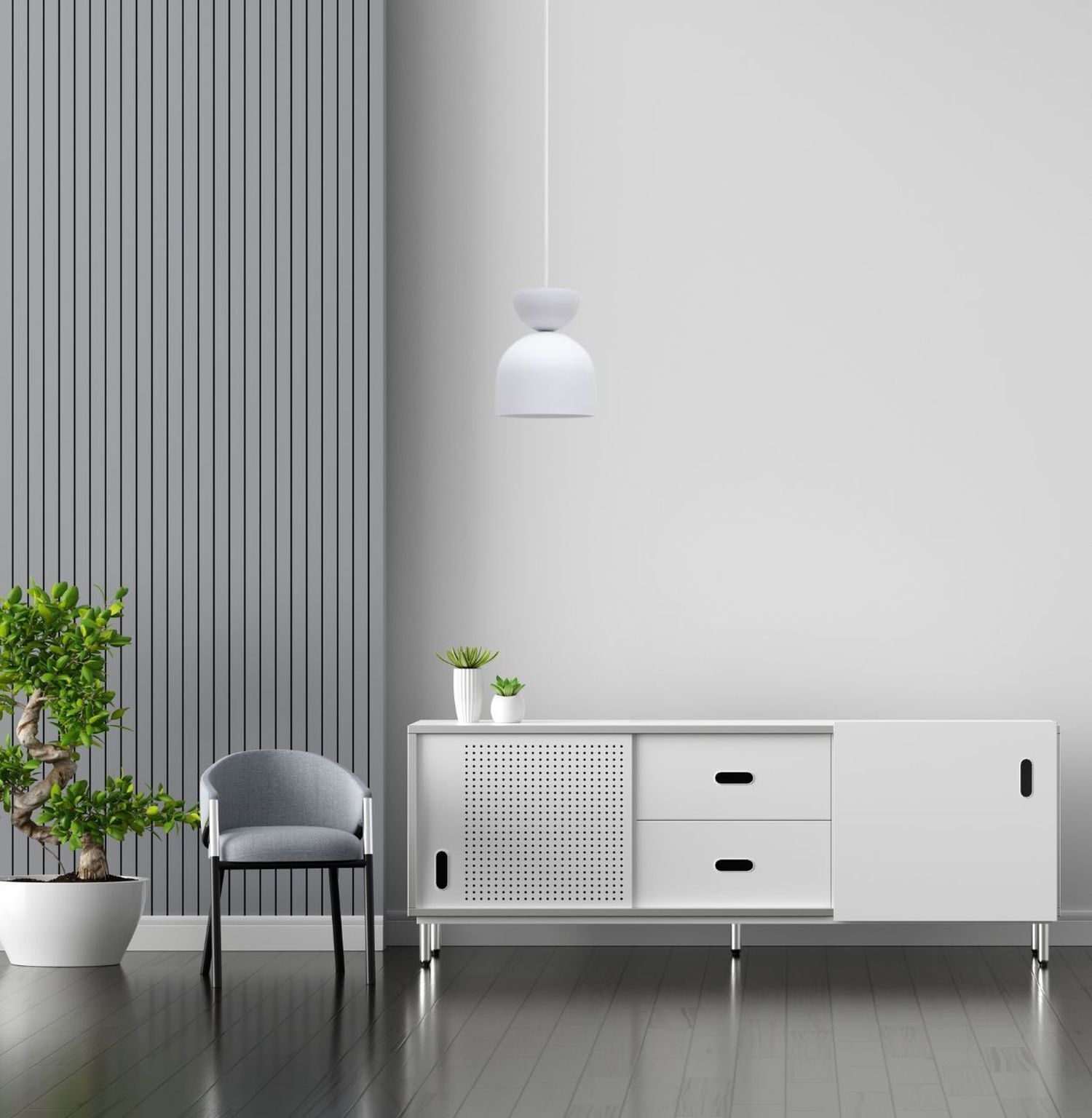Weiße Hängeleuchte Metall E27 Minimalistisch Ø17 cm