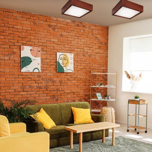 LED Deckenleuchte SHIRLEY Holz eckig Wohnzimmer