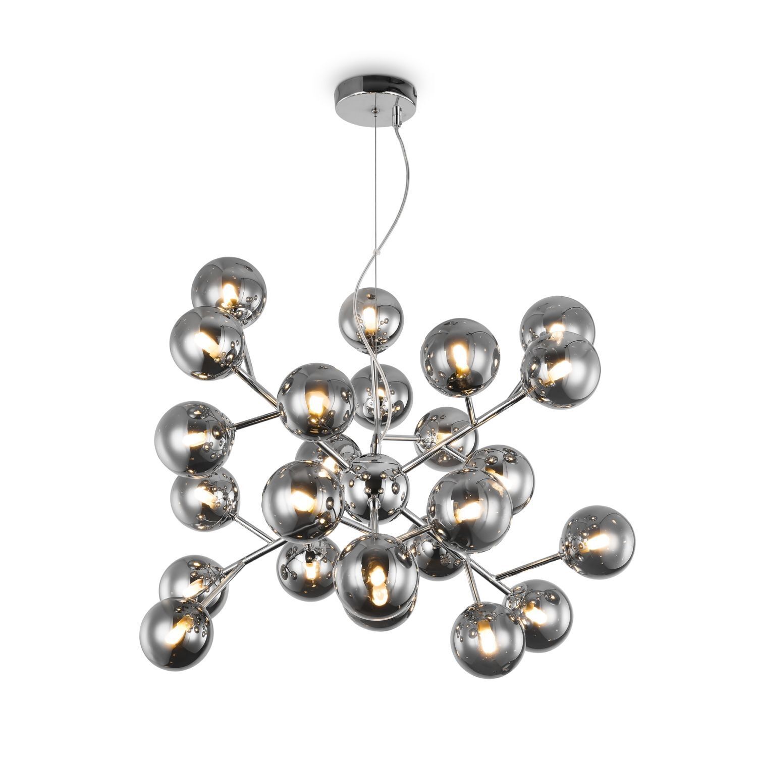 Pendelleuchte Metall Rauchglas B: 65 cm Chrom Rauchgrau