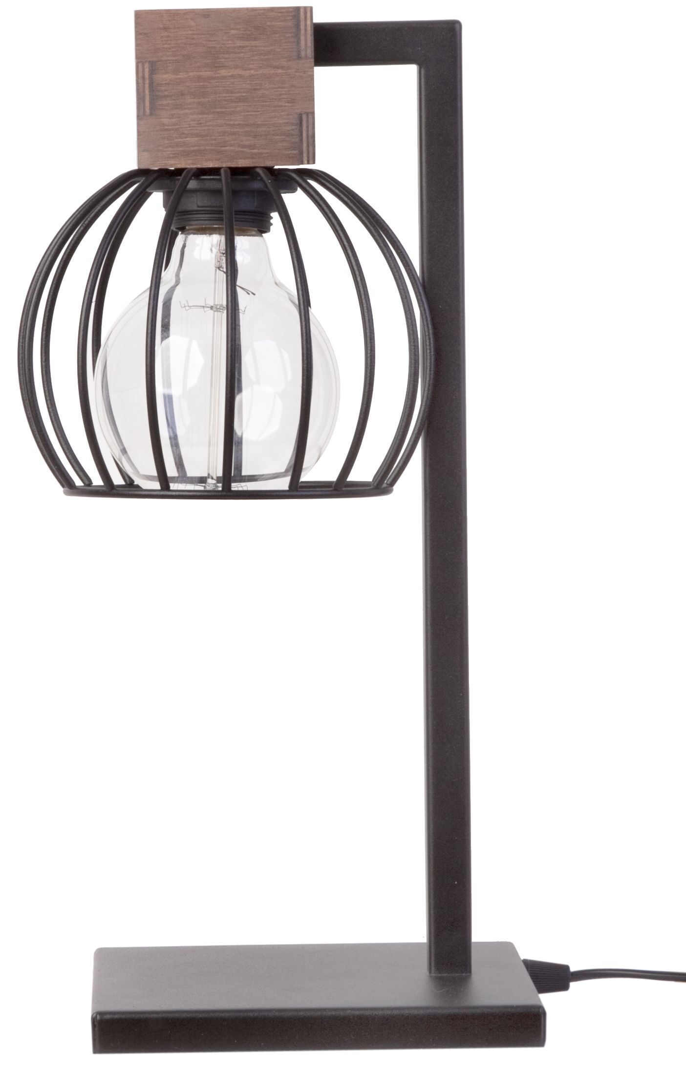 Schwarze Tischleuchte Holz Metall gemütlich 39 cm Retro
