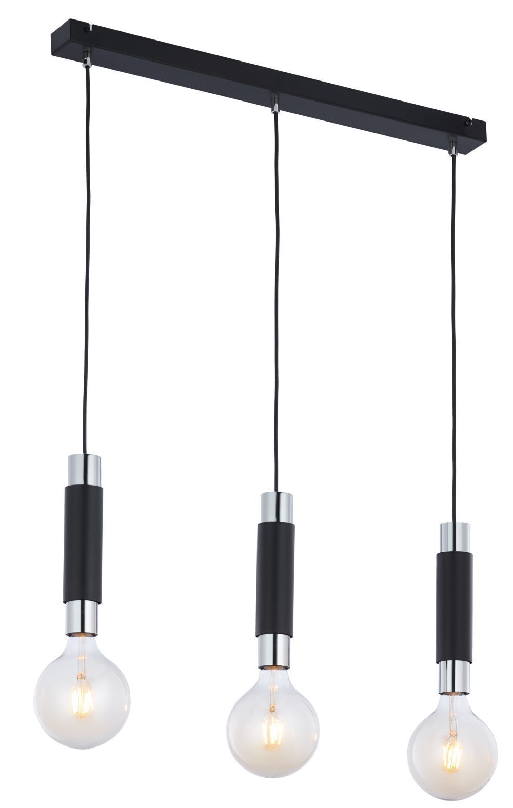 Lange Hängelampe JAIMEE in Schwarz Chrom L:66cm