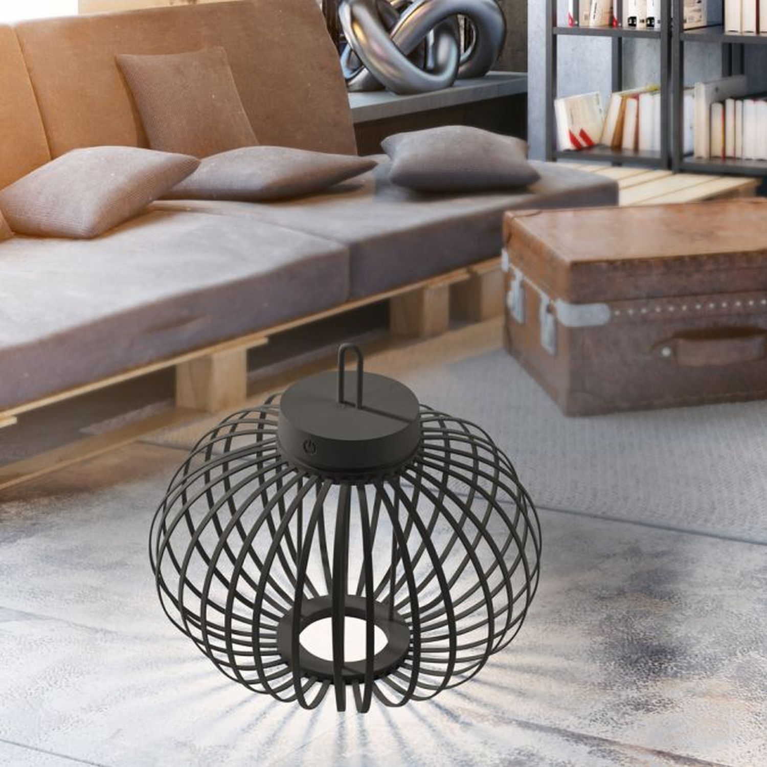 LED Akku Tischleuchte IP44 Schwarz Dimmer Touch 33 cm Lampe, Mobiliar