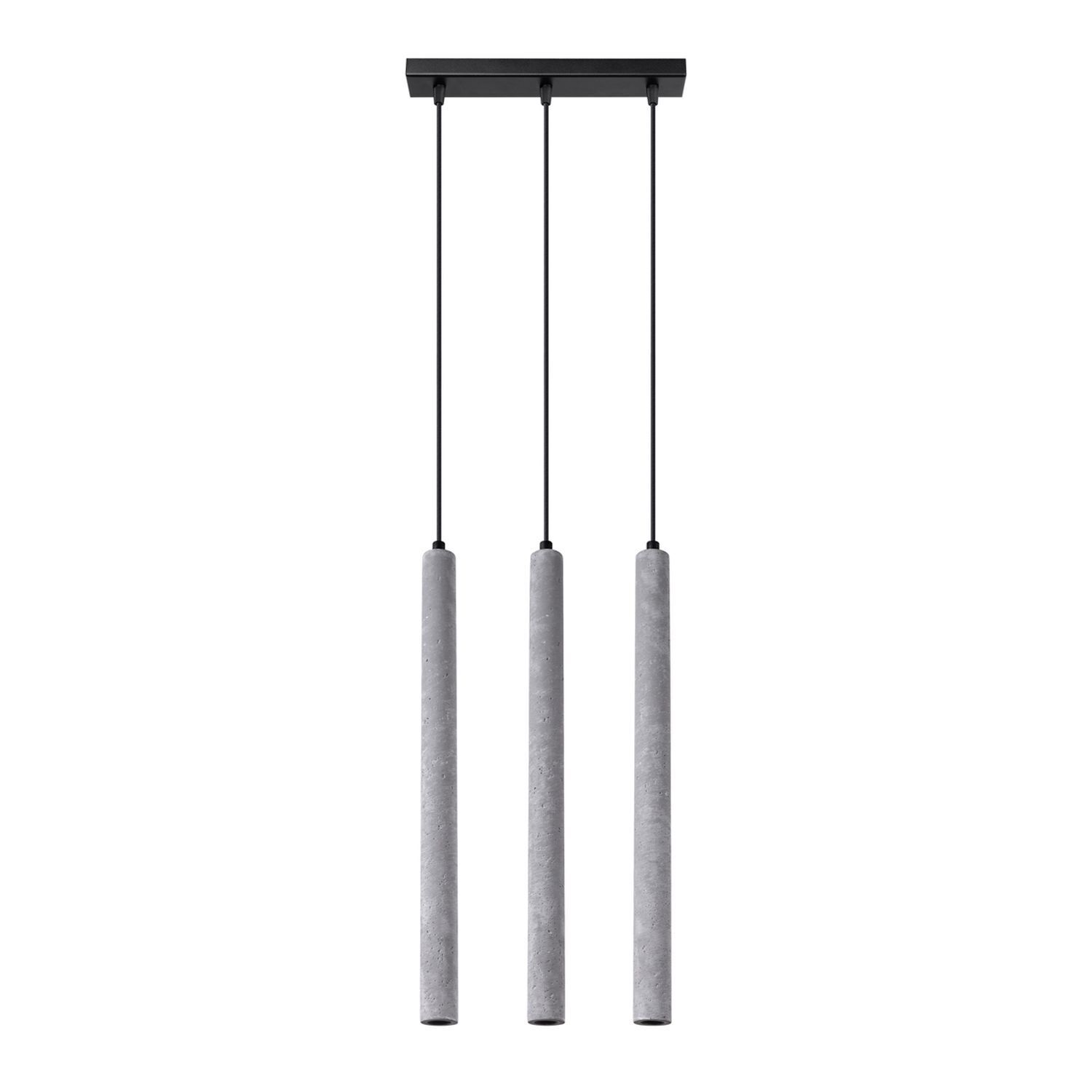 Lange Pendelleuchte Beton Grau G9 30 cm 3-flammig Pendelleuchte, Beton, Drei-Pendel-Lampe, schwarzes Kabel, moderne Beleuchtung