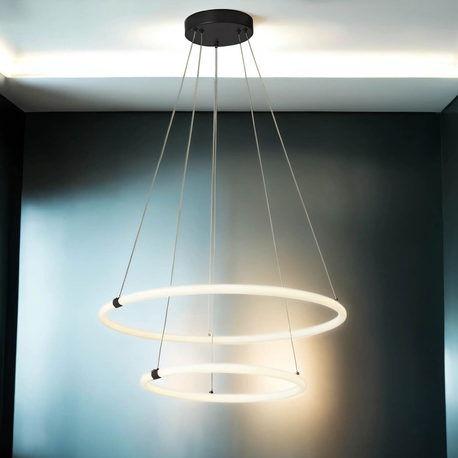 LED Kronleuchter Schwarz matt Weiß 3000 K Ø 59 cm