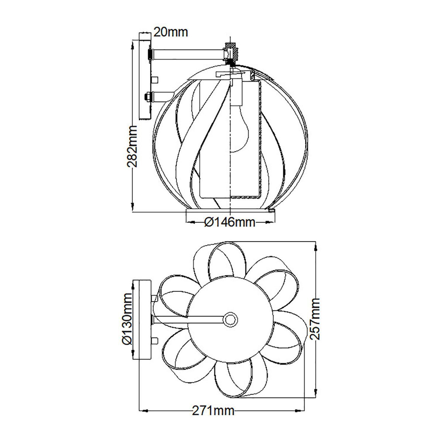 Außenwandlampe Metall Glas E27 IP44 H: 28,2 cm dekorativ